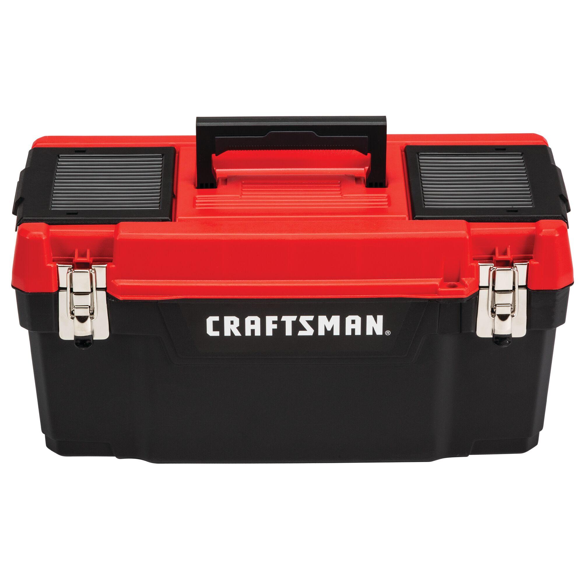Craftsman Tool Box, Plastic, Black/Red, 20 in W x 10 in D x 10 in H