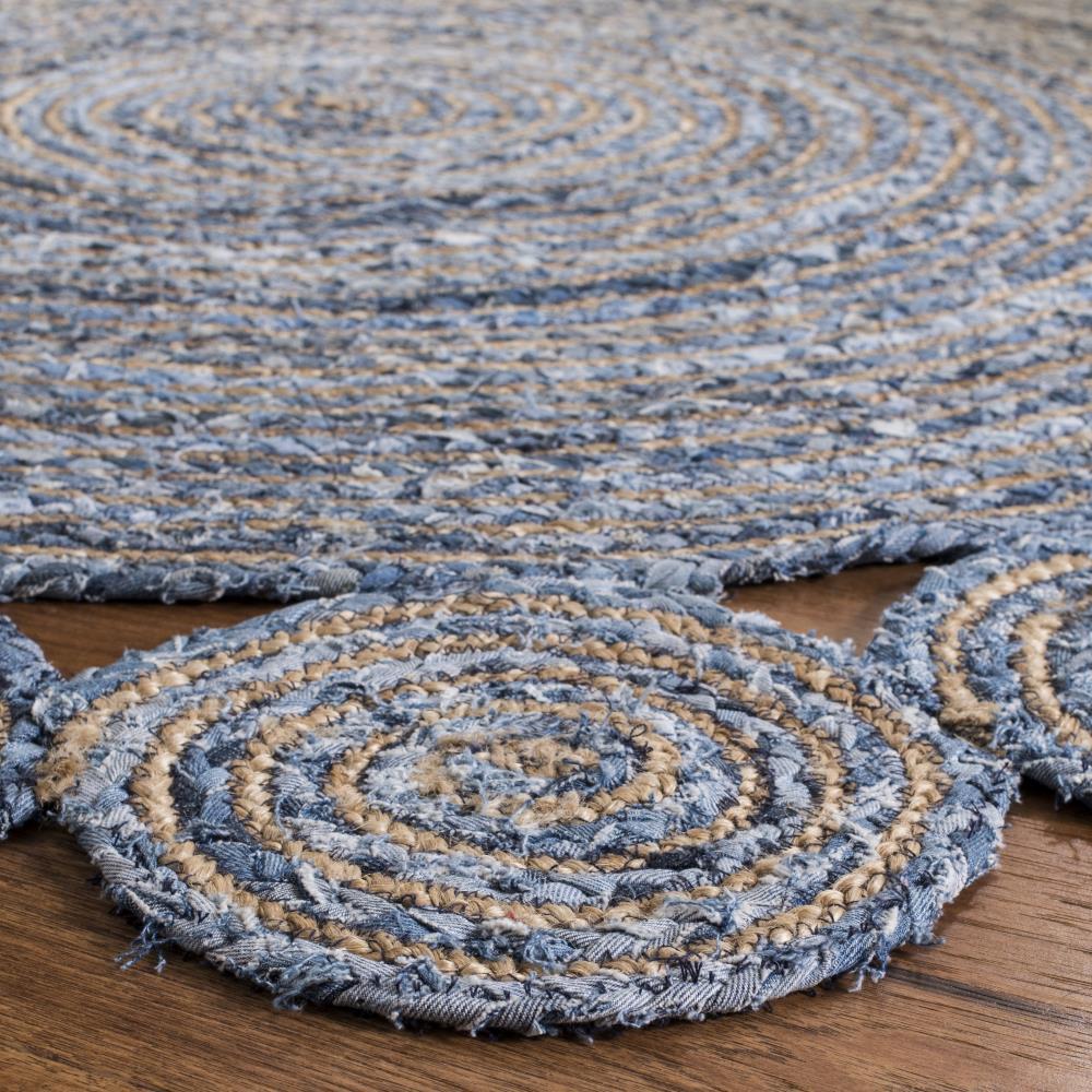 Cape Cod CAP211 Hand Woven Area Rug - Blue/Natural - 6' Round - Safavieh.