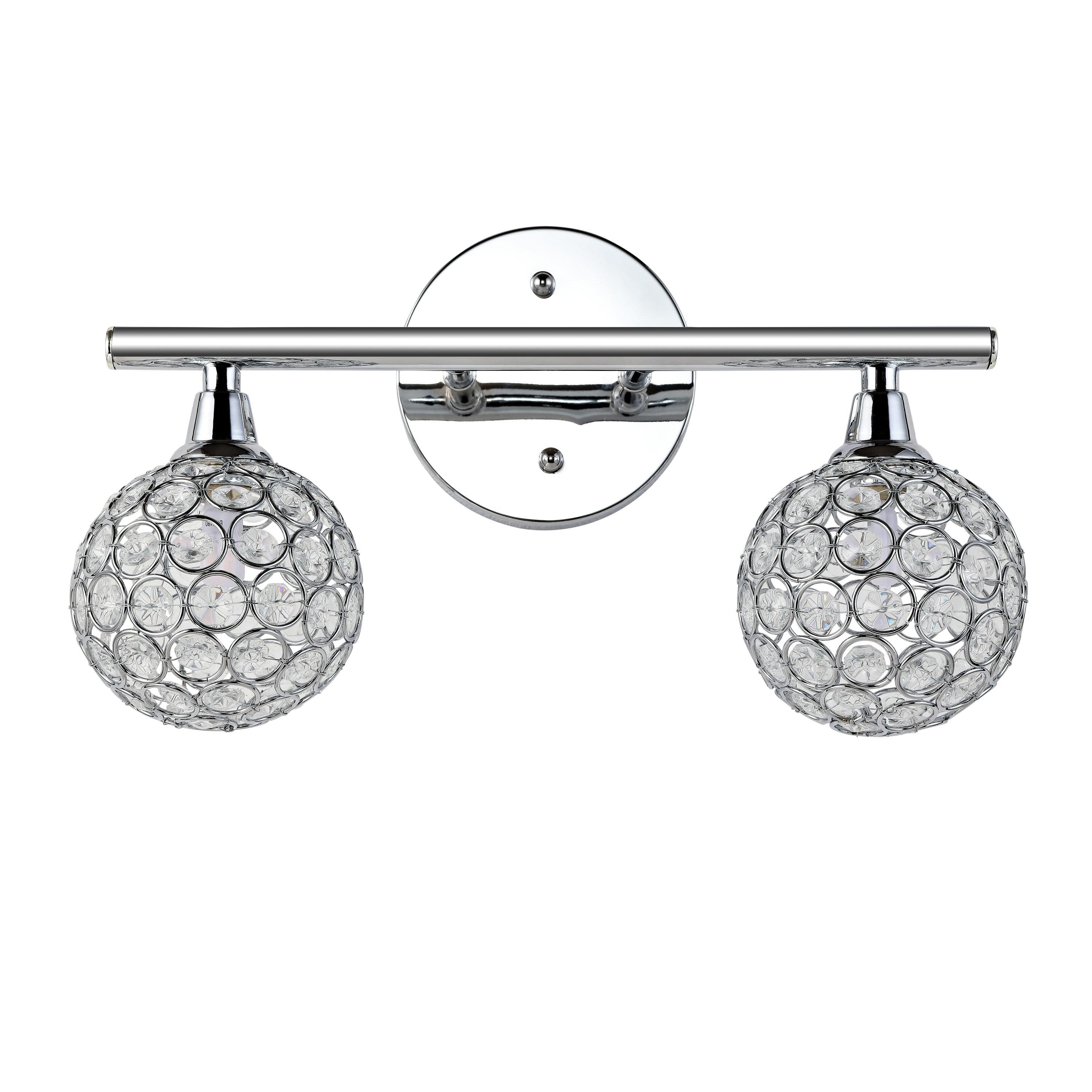 Maeve 13" 2-Light Iron/Glass Contemporary Glam LED Vanity Light, Chrome