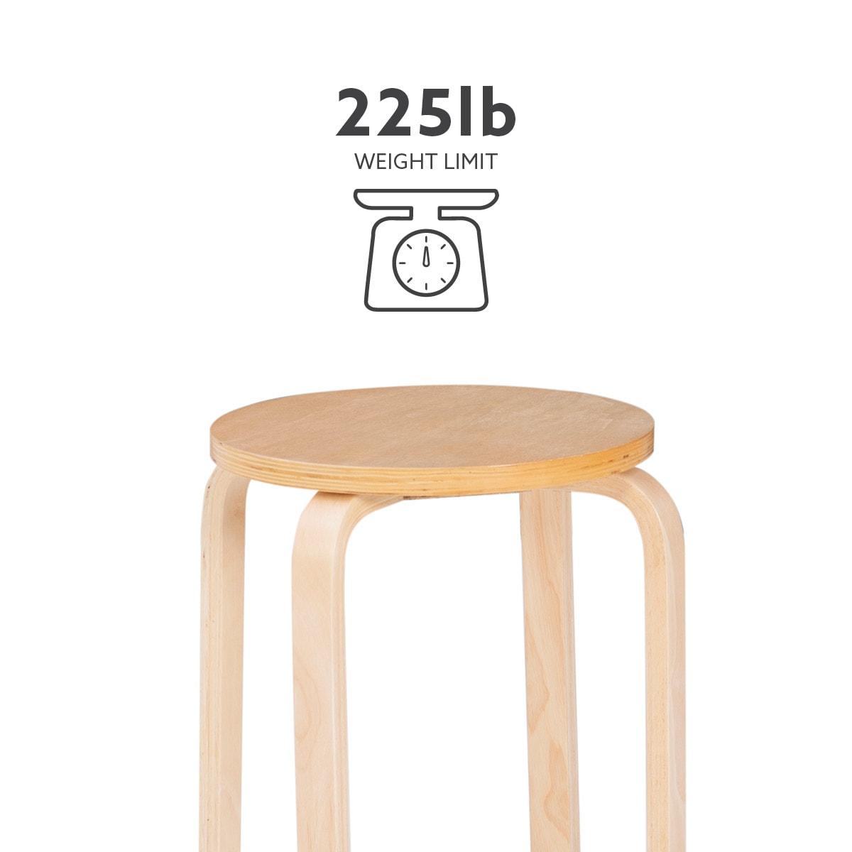 Set of 4 Bentwood Stacking Stools Light Brown - Linon: Rubberwood Frame, No Assembly, Traditional Style
