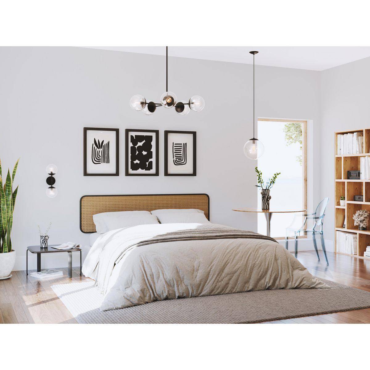Progress Lighting Atwell 1-Light Glass Globe Brushed Nickel Modern Pendant Light, Steel, Matte Black, Clear Glass Globe Shade
