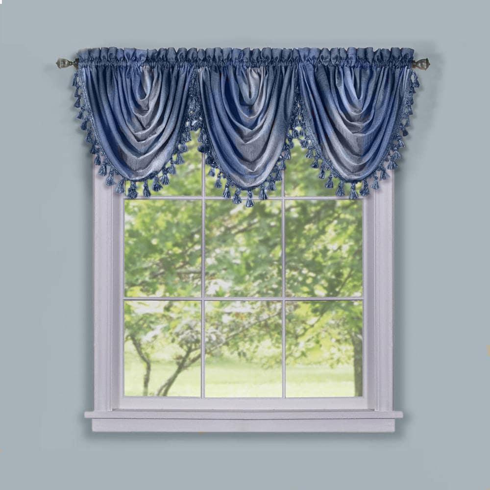 Achim Ombre Polyester Light Filtering Waterfall Valance, Blue, 46" x 42"