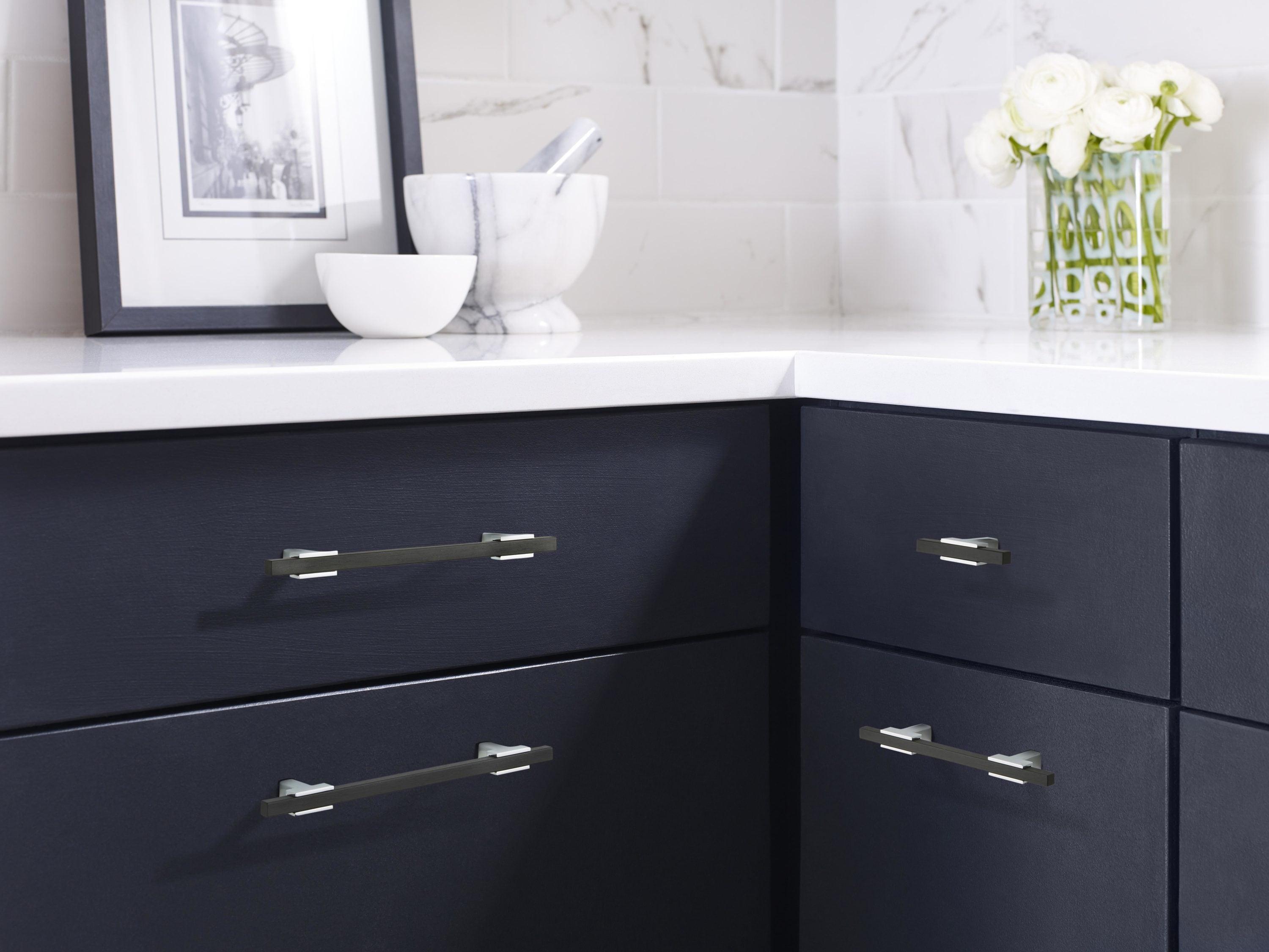 Amerock Urbanite 3-3/4 inch (96mm) Center-to-Center Polished Chrome/Brushed Matte Black Cabinet Pull