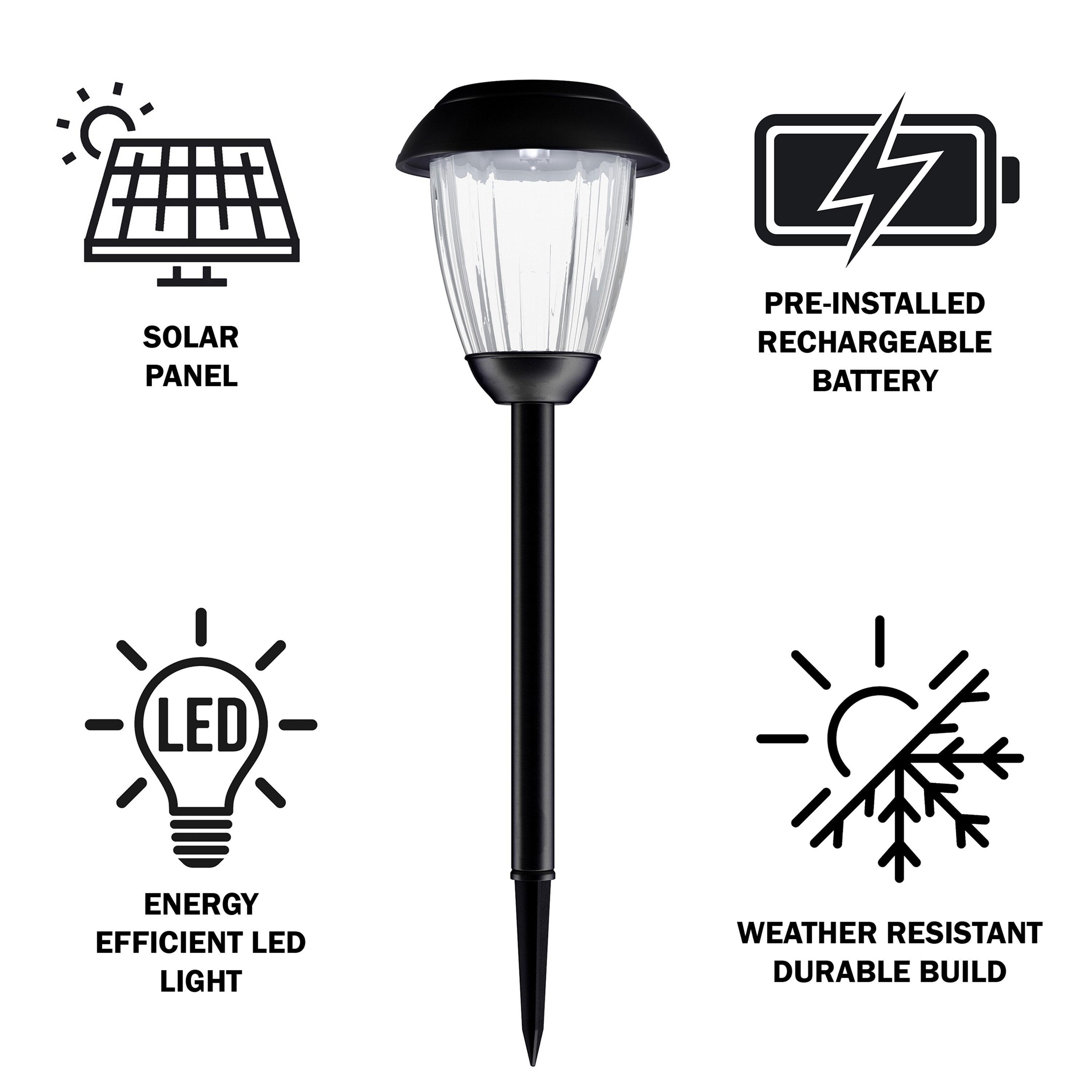 Nature Spring 16-in Stainless Steel Solar Garden Path Lights - Black, Set of 8
