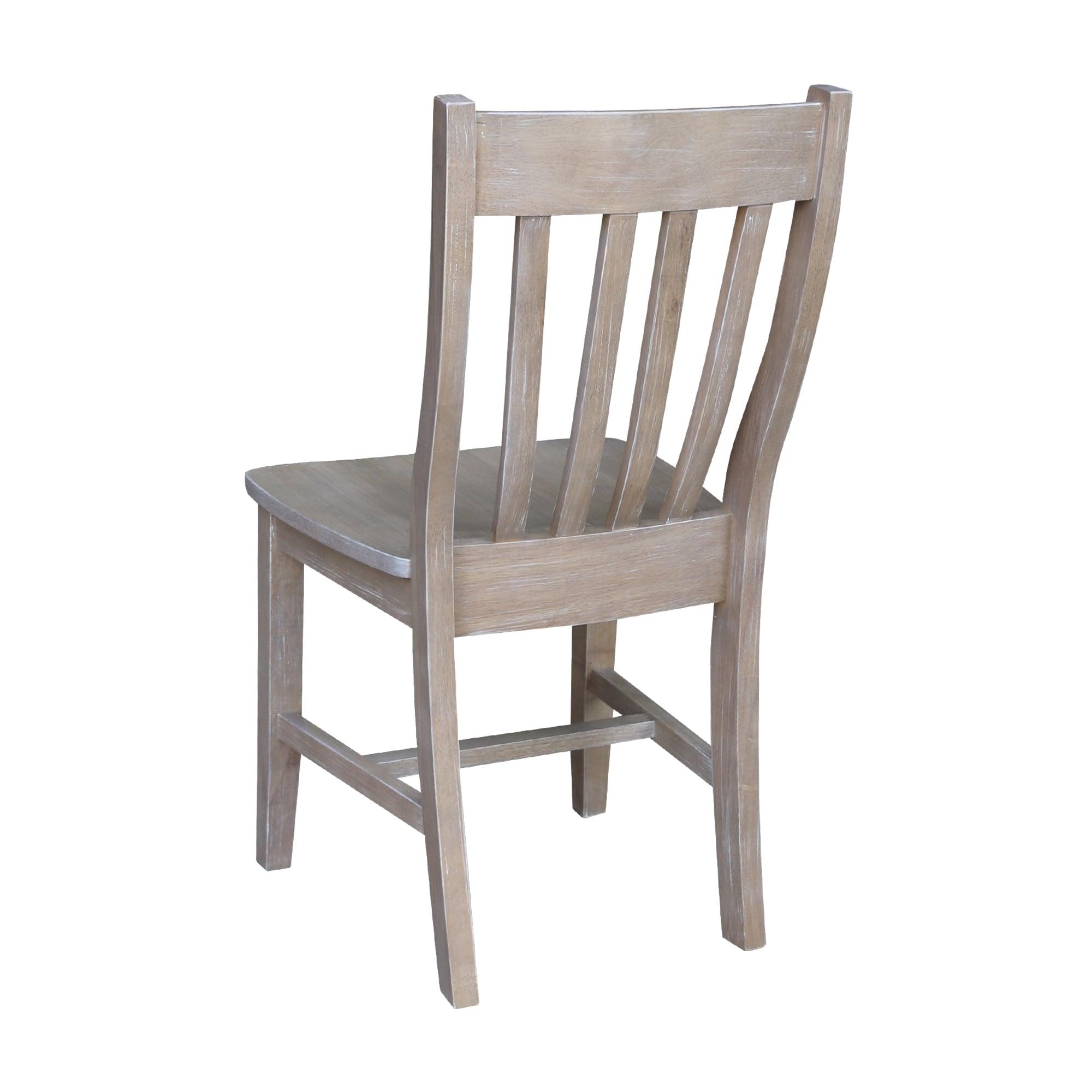3pc Solid Wood 30"x30" Round Pedestal Dining Table and 2 Cafe Chairs Washed Gray Taupe - International Concepts