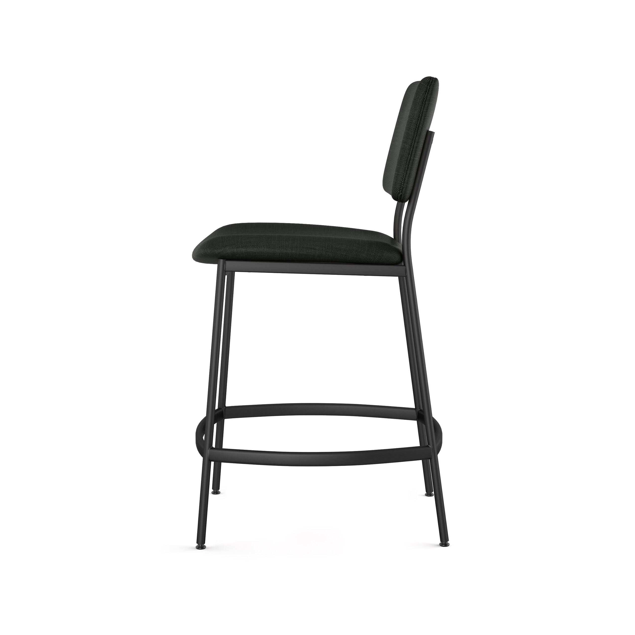 Amisco Sullivan 26 In. Counter Stool - Black Polyester / Black Metal