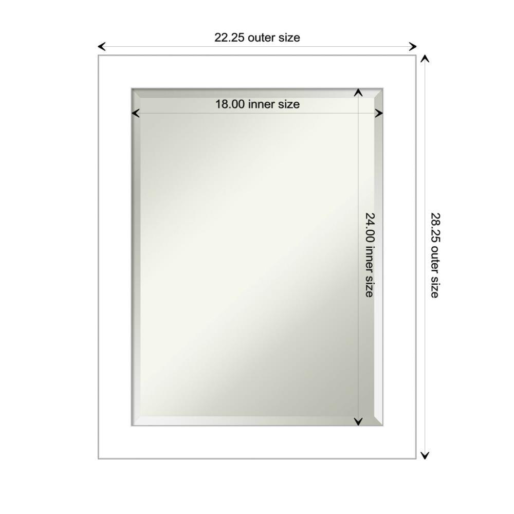 22" x 28" Wedge Framed Bathroom Vanity Wall Mirror White - Amanti Art: Modern, Satin Finish, No Assembly Required