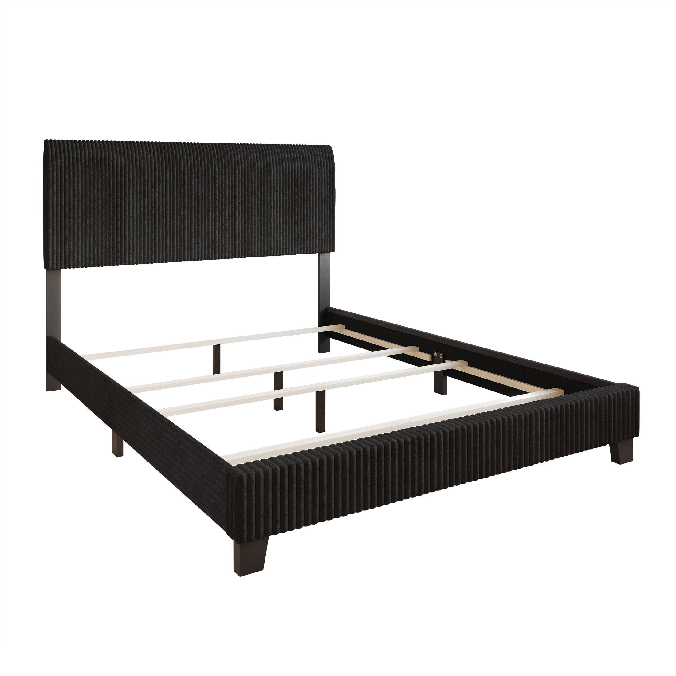 ChaletPosh Queen Size Upholstered Bed In Black Velvet