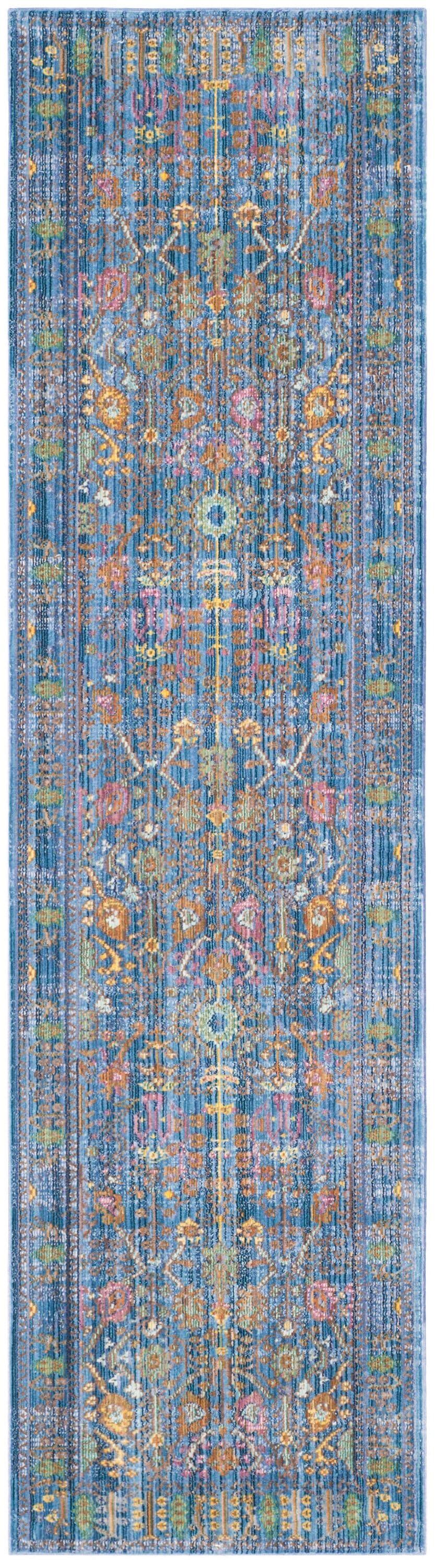 Valencia VAL108 Power Loomed Indoor Runner Rug - Blue/Multi - 2'3"x10' - Safavieh