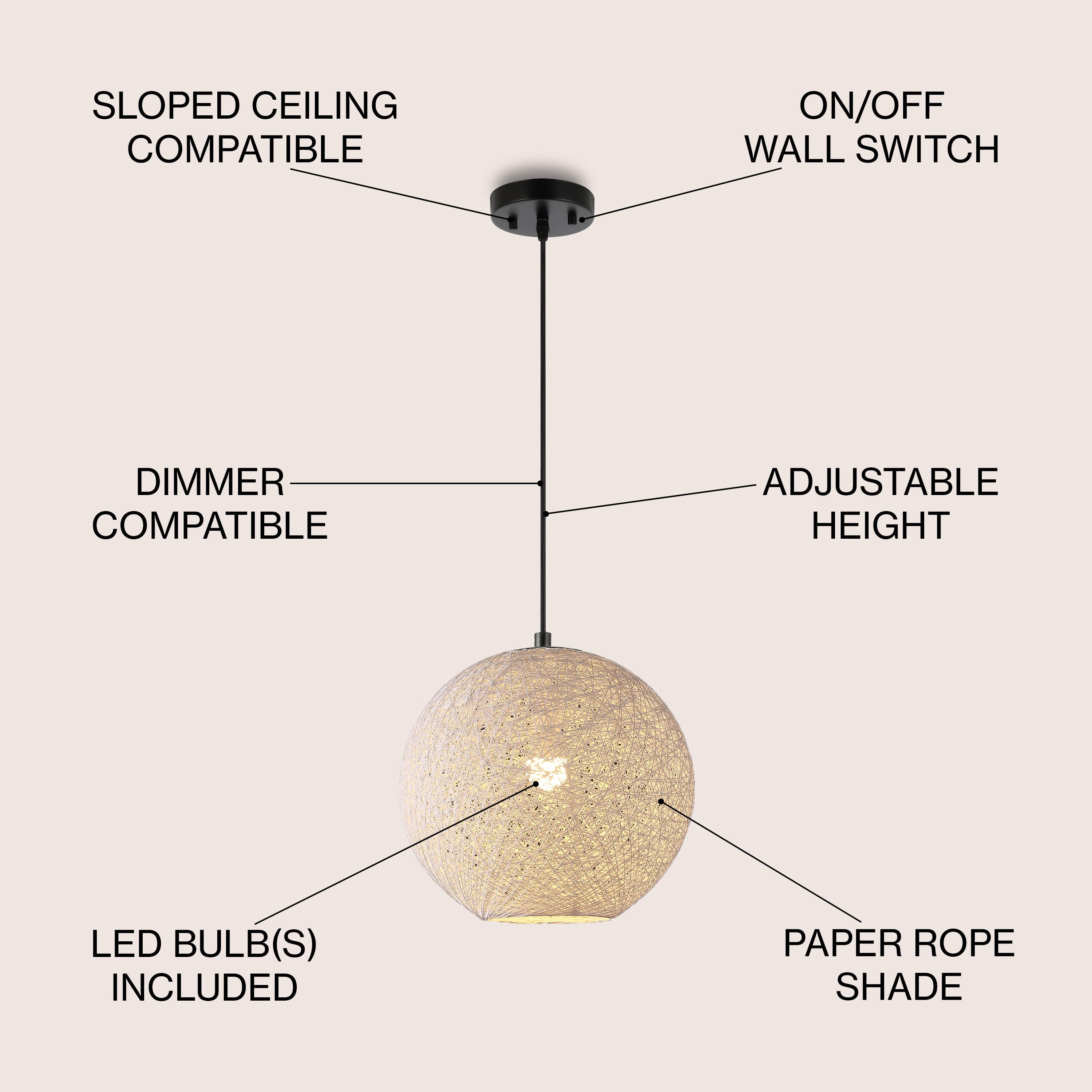 Isla Jade 12" Lacey Bohemian Minimalist Iron/Rope Woven Globe LED Pendant White/Black : 20x20 Inch Polyester, Machine Washable Cloth Napkins