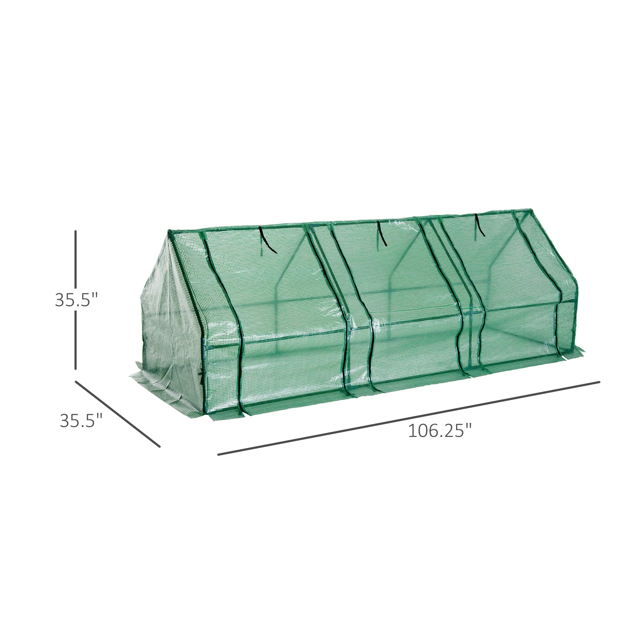 9' x 3' x 3' Portable Mini Greenhouse Outdoor Garden with Large Zipper Doors and Water/UV PE Cover, Green