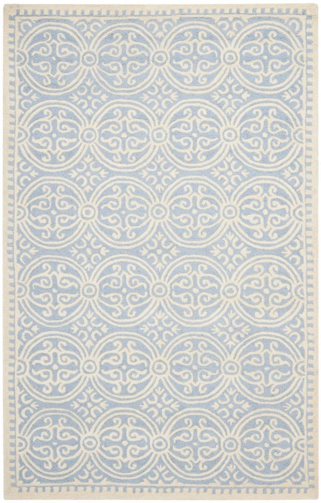 SAFAVIEH Cambridge Leslie Geometric Wool Area Rug, Light Blue/Ivory, 4' x 6'