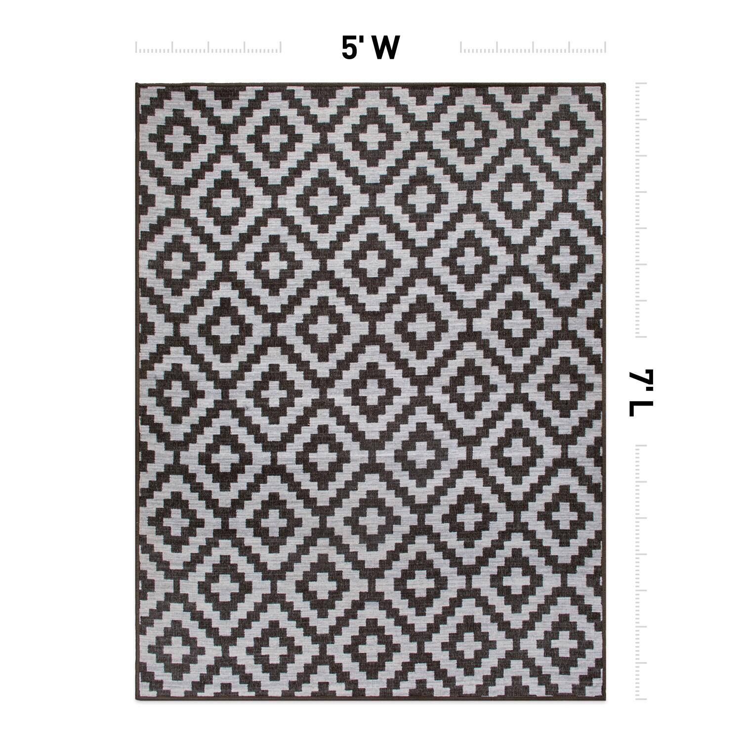 World Rug Gallery Contemporary Geometric Trellis Indoor/Outdoor Area Rug - GRAY 5' X 7'