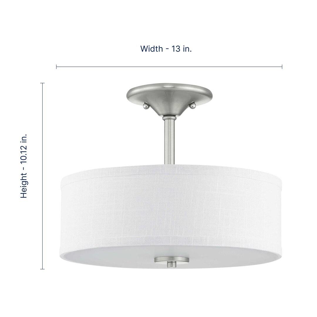 Progress Lighting, Inspire Collection, 2-Light Semi-Flush, Brushed Nickel, Etched Glass with Summer Linen Shade