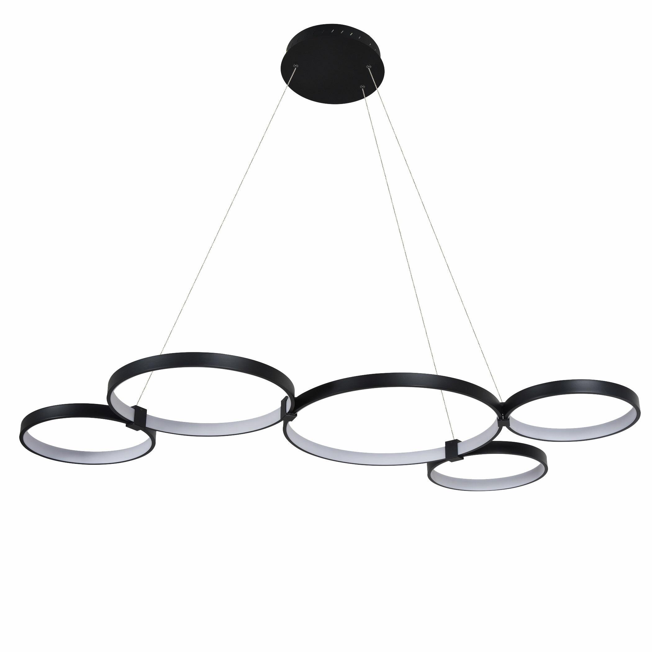 Capella 50-Inch Black Modern LED Multi-Ring Adjustable Chandelier