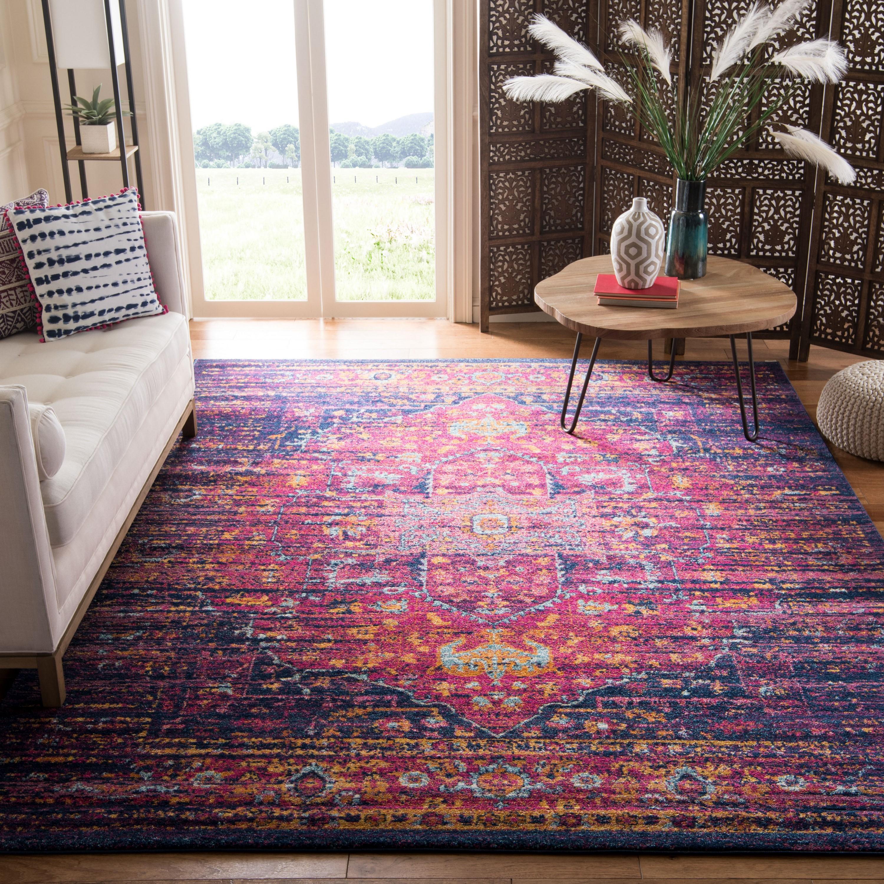Evoke EVK275 Power Loomed Indoor Area Rug - Blue/Fuchsia - 9'x12' - Safavieh