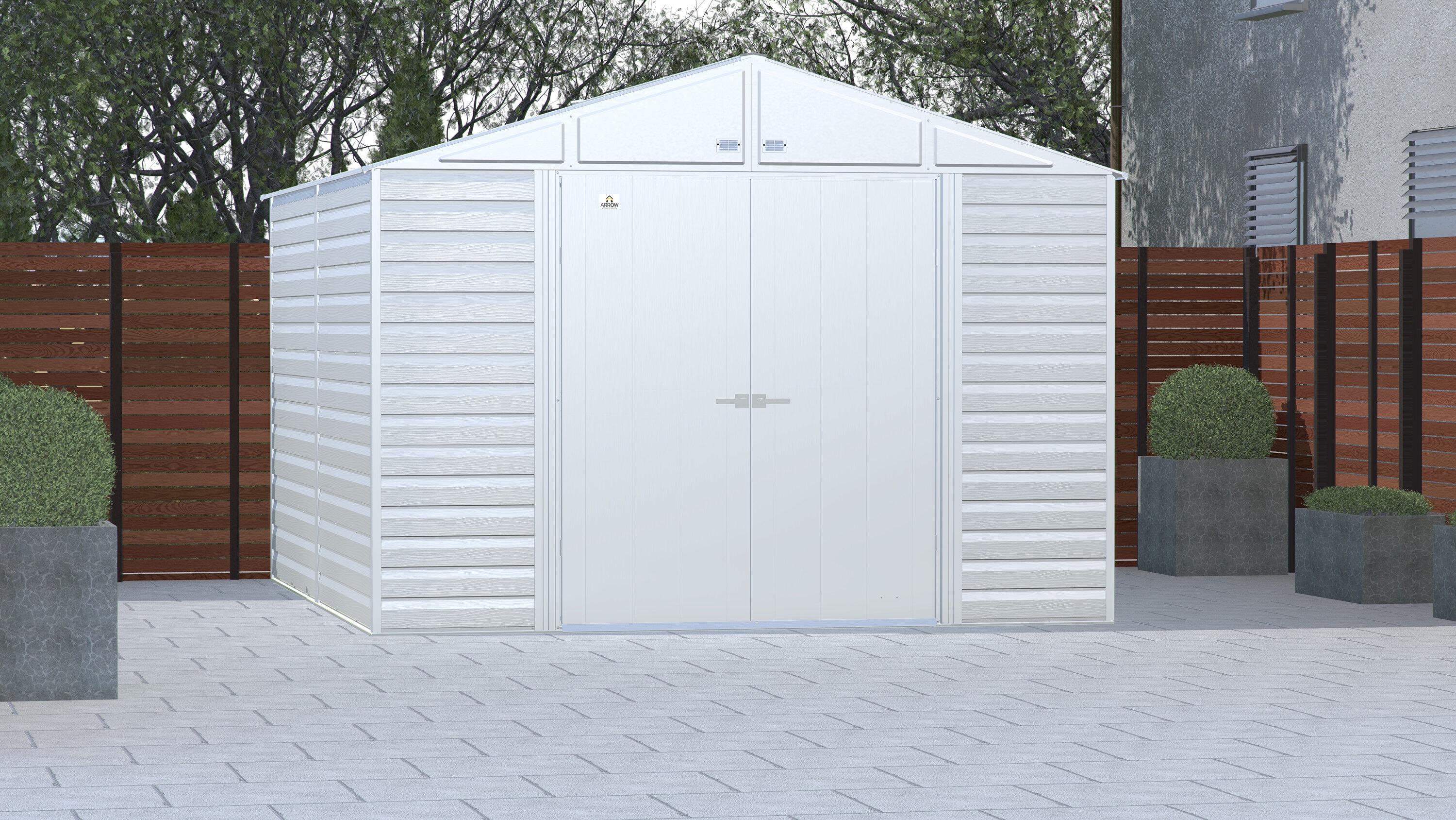 Arrow Select Steel Storage Shed Steel Storage Shed, 10x12, Flute Grey