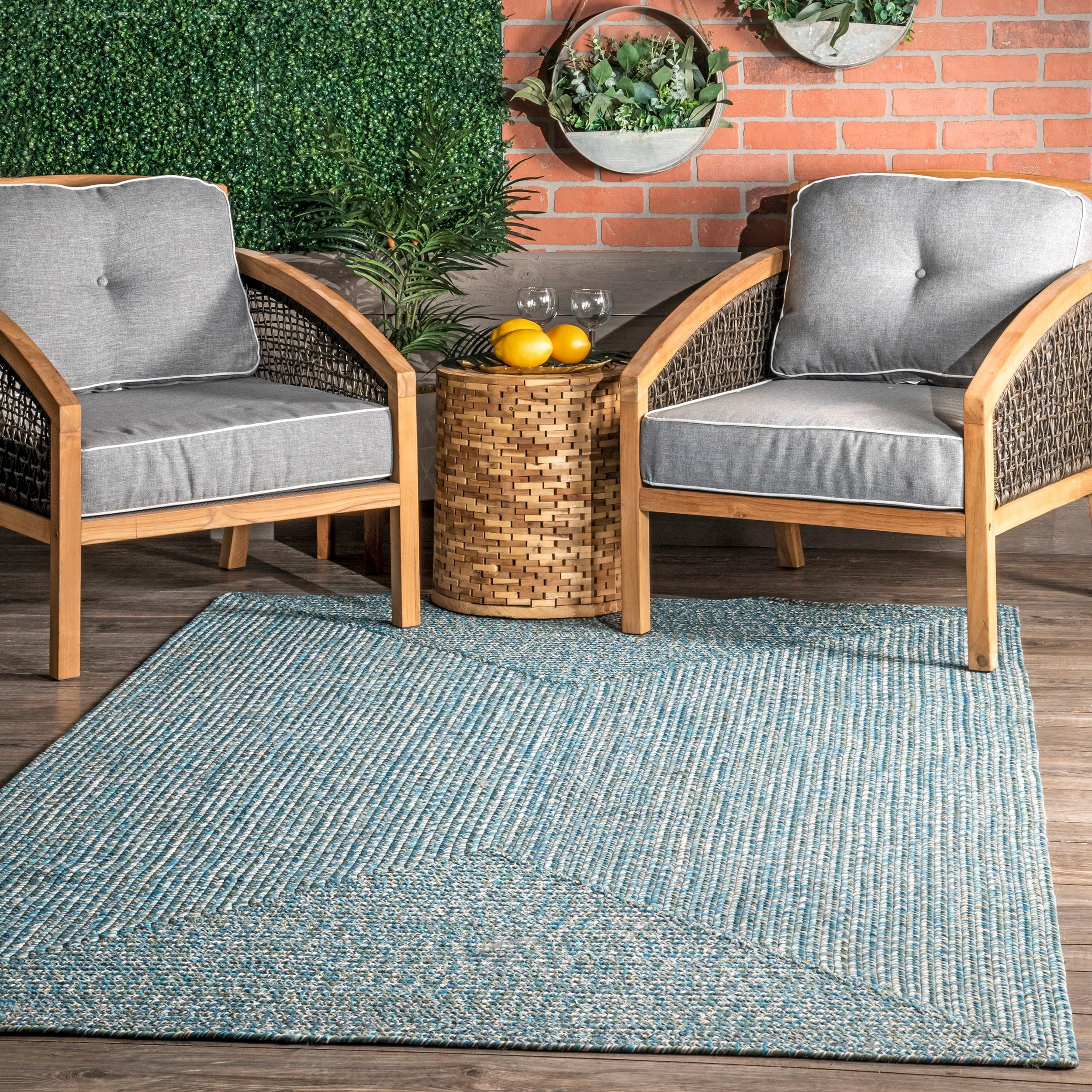 Aqua Braided Reversible Handmade 3' x 5' Synthetic Rug