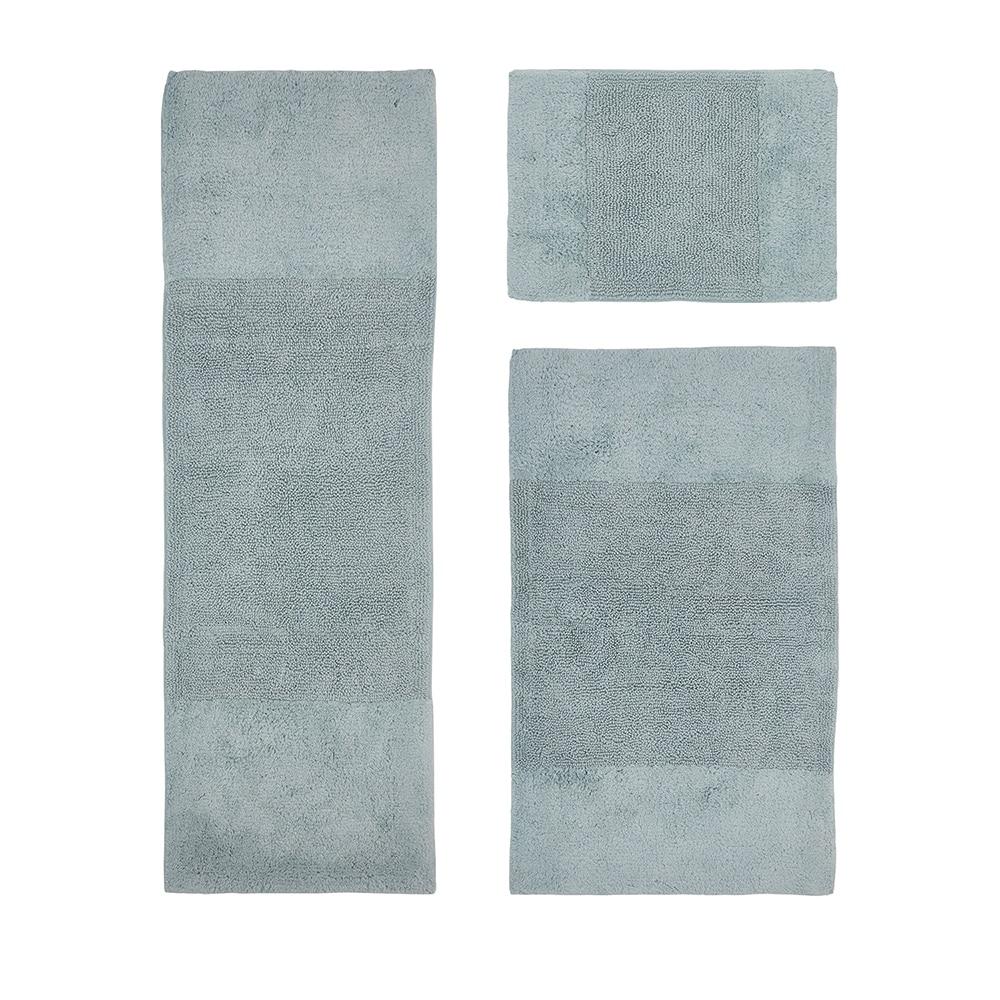 Better Trends Granada 100% Cotton Tufted Non-Slip Backing Bath Rug Set 3 PC (17" x 24" | 24" x 40" | 20" x 20") - Blue
