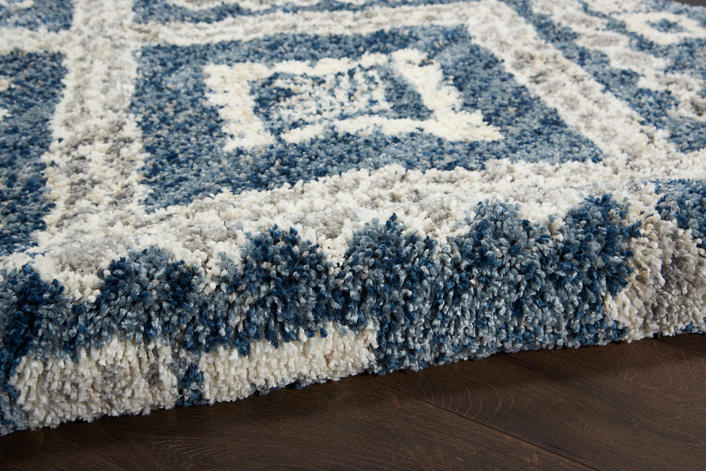 Nourison Scandinavian Shag Shag Denim Blue 7'10" x 10'6" Area Rug, (8x11)