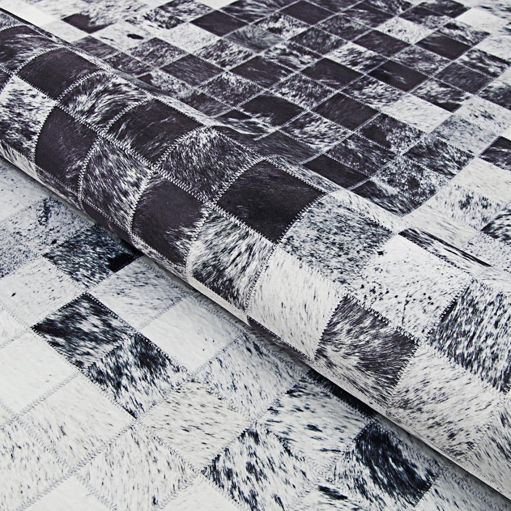 Couristan Prairie Hygee Blocks Coal-Ice Caps Printed Faux Cowhide Area Rug 