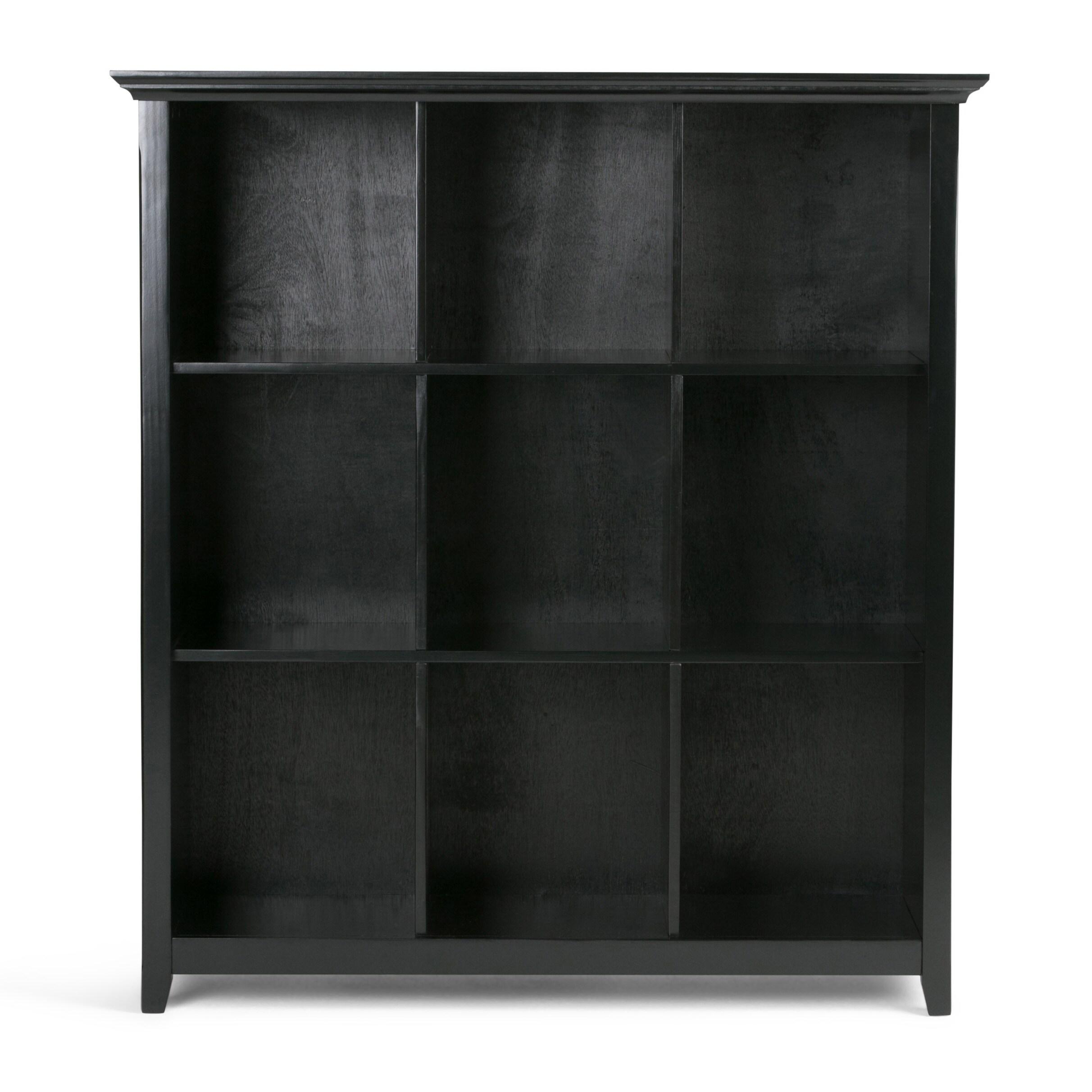 Simpli Home Acadian Wood Transitional 9 Cube Bookcase and Unit in Black