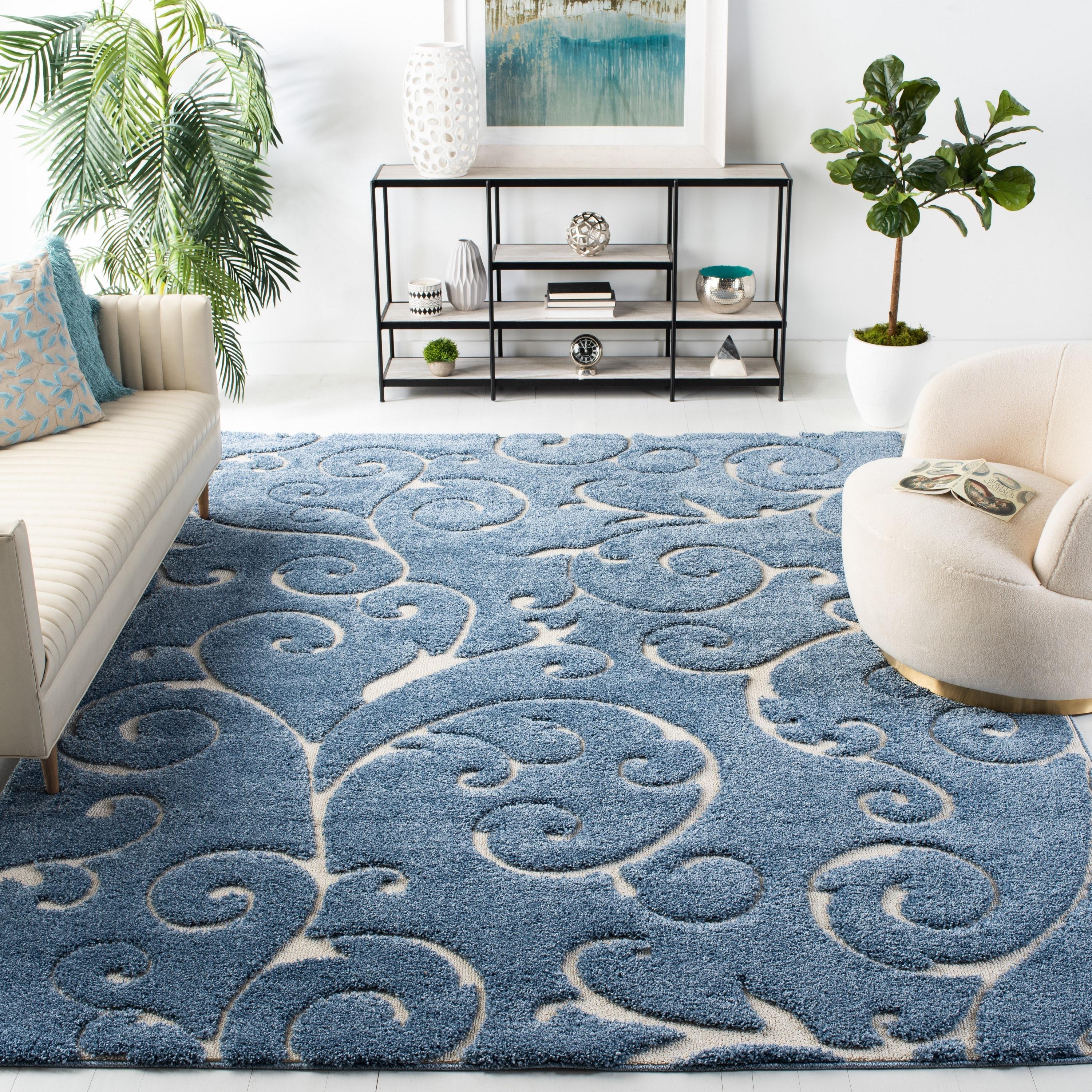 Florida Shag SG455 Power Loomed Indoor Area Rug - Light Blue/Cream - 8'x10' - Safavieh.