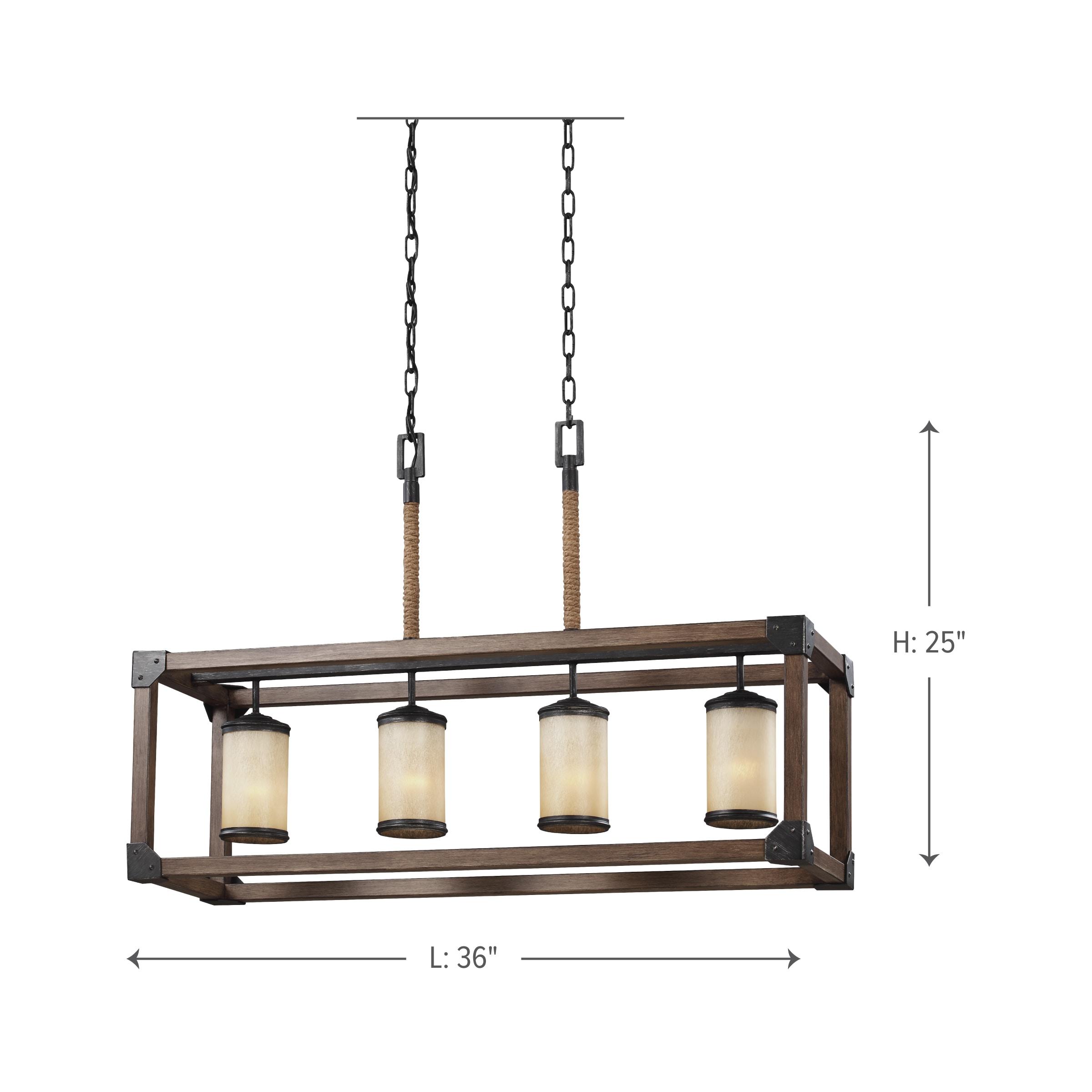 Stardust Finish Four-Light Island Pendant with Creme Parchment Glass