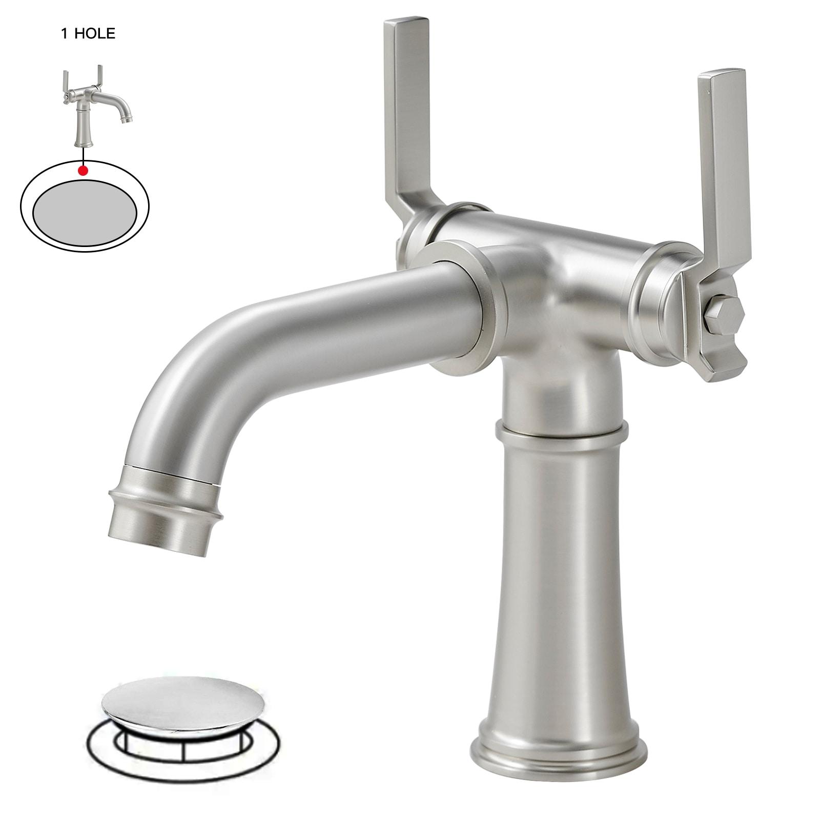 BWE Double Handle Industrial Style Bathroom Faucet Lavatory Mixer Tap Commercial Vanity
