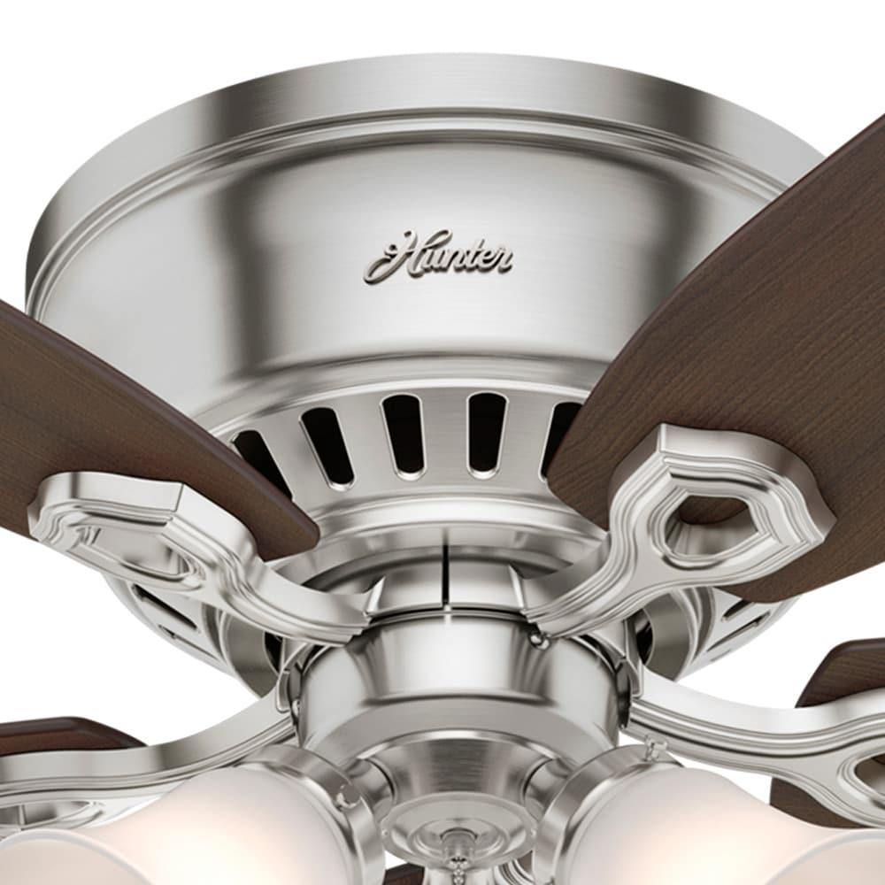 Builder Low Profile 52" 5 - Blade Flush Mount Ceiling Fan with Lights and Pull Chains