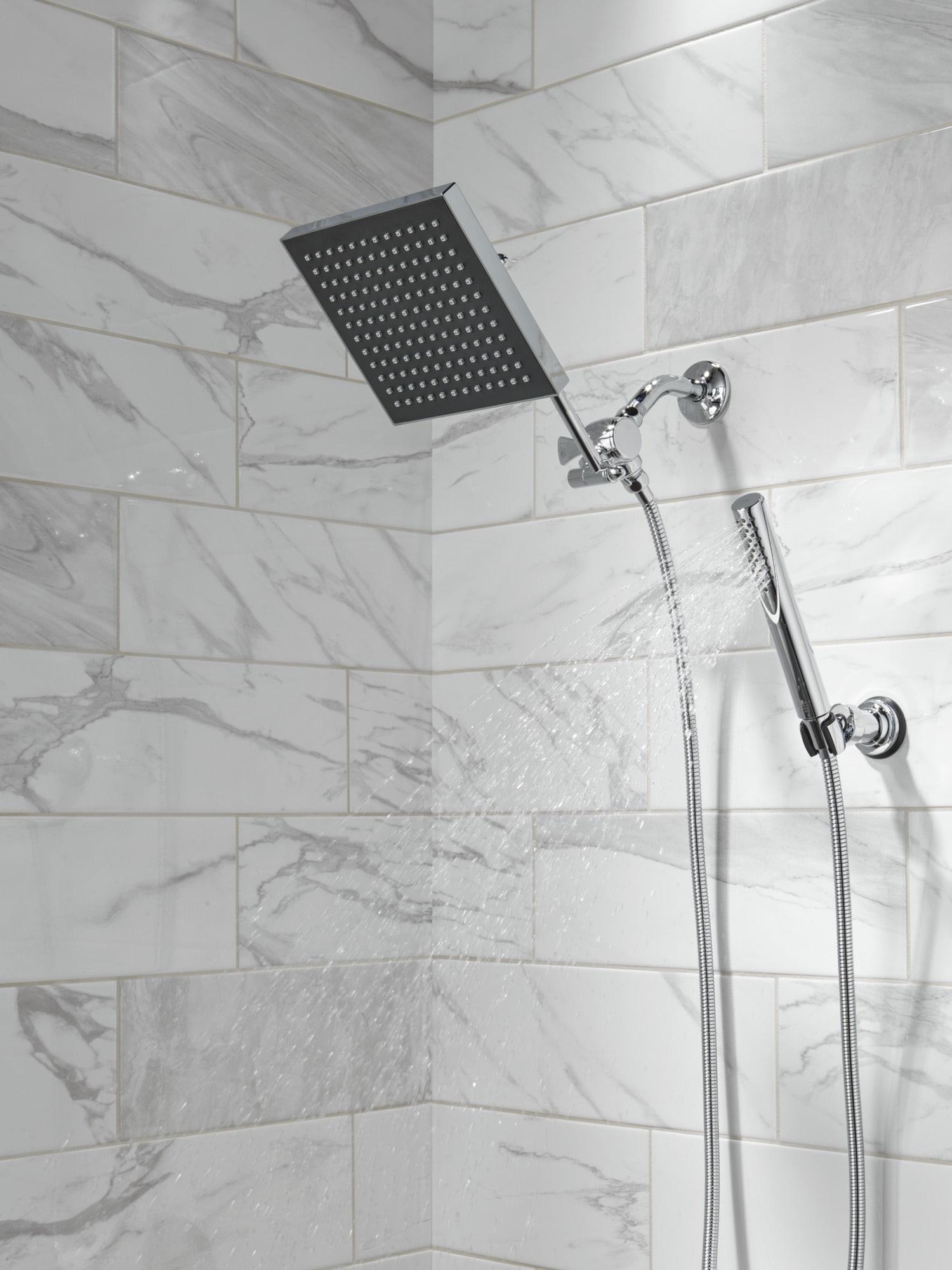 Universal Showering Components Square Single-Spray Rain Shower Head, Rainfall Shower Head 1.8 GPM