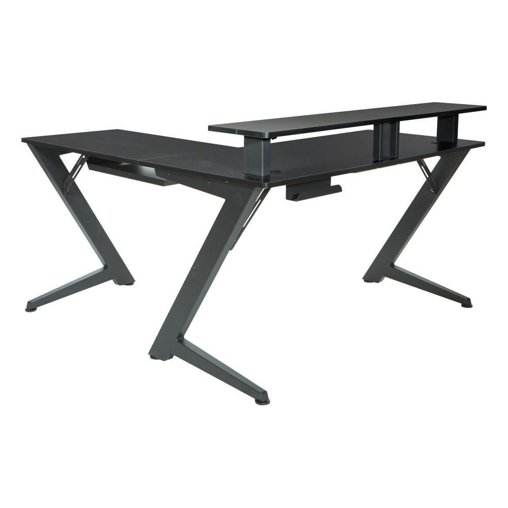 Avatar Battlestation L-Shape Game Desk with Carbon Top and Matte Black Legs