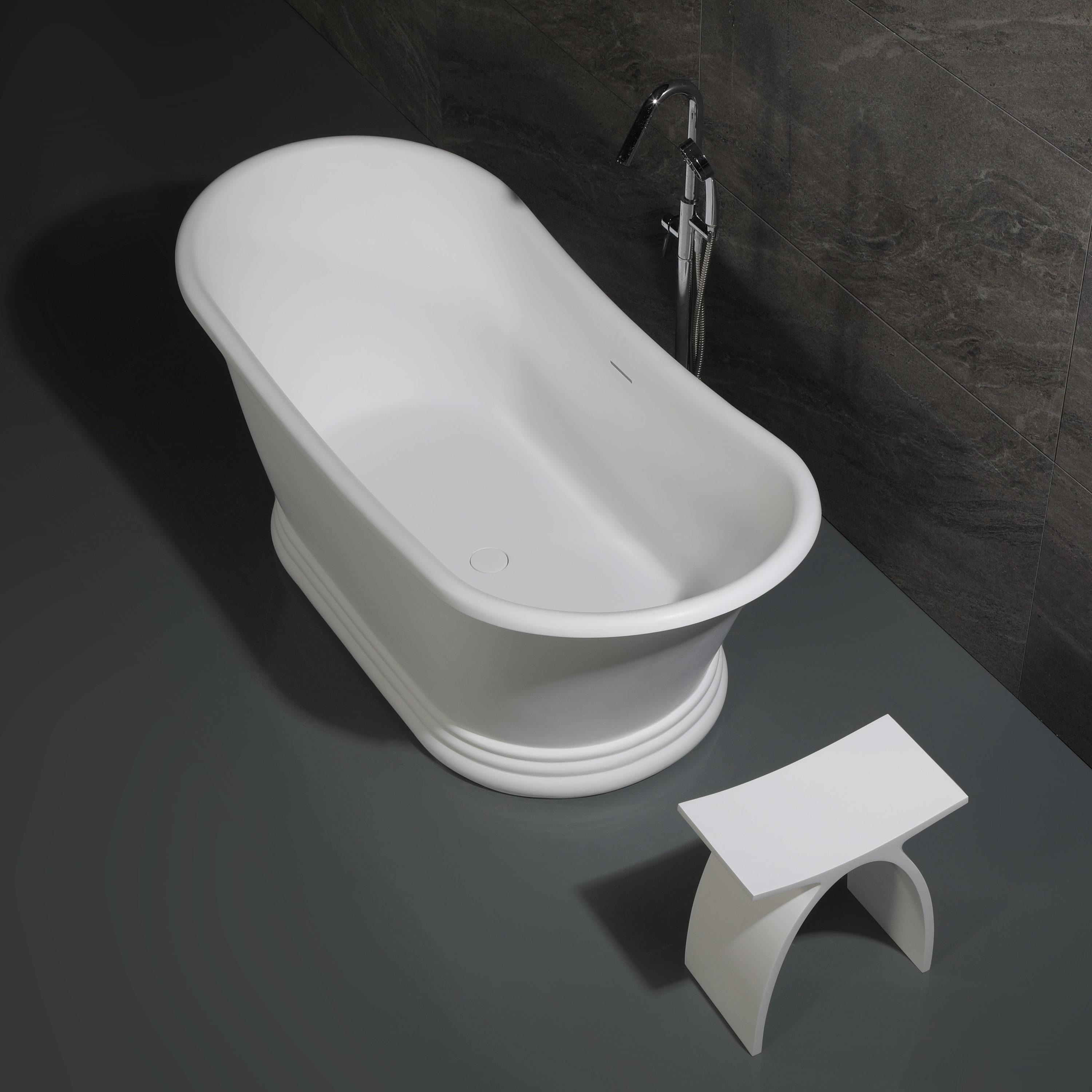 63.4'' x 29.5'' Freestanding Soaking Stone Bathtub