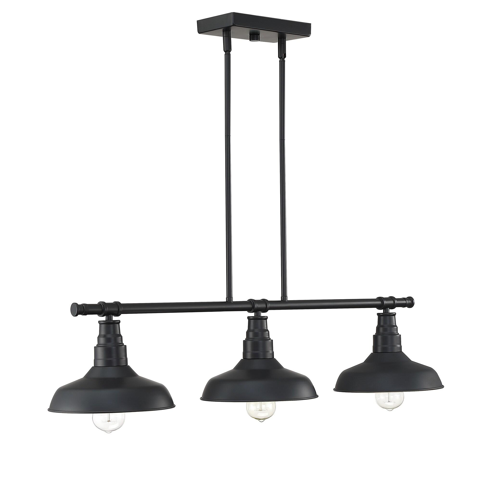 3-Light Matte Black Pendant Lighting for Kitchen Island Industrial Ceiling Mount Light Fixture for Dining Room, Living Room, Dining Table, Bars with Gold Painting Inside Finish