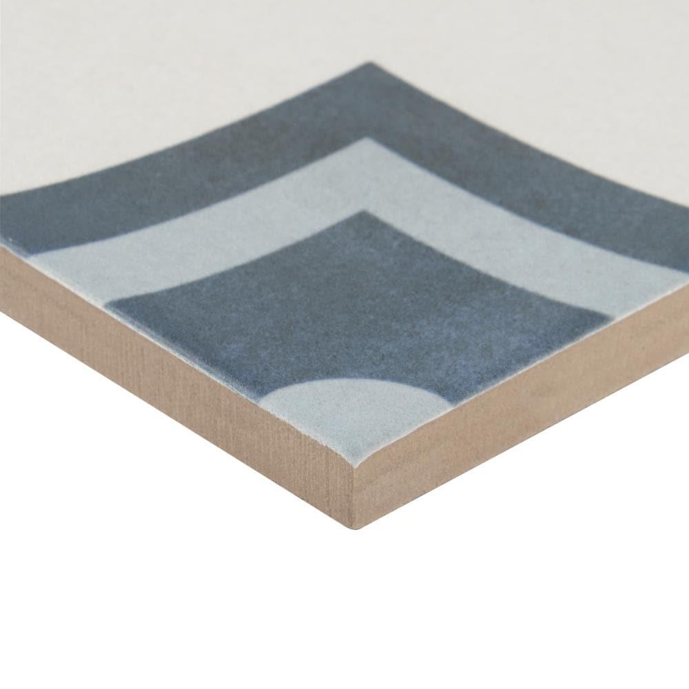 Plumeria Blue and White Square 9 in. x 9 in. Matte Porcelain Floor and Wall Tile (10.65 sq. ft./ Case)