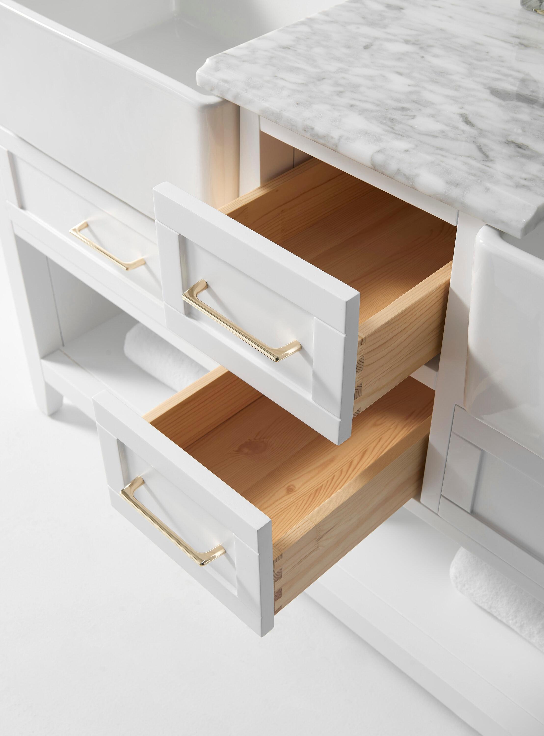 Ancerre Designs Hayley 60" Farmhouse Wood Bathroom Vanity Set in White