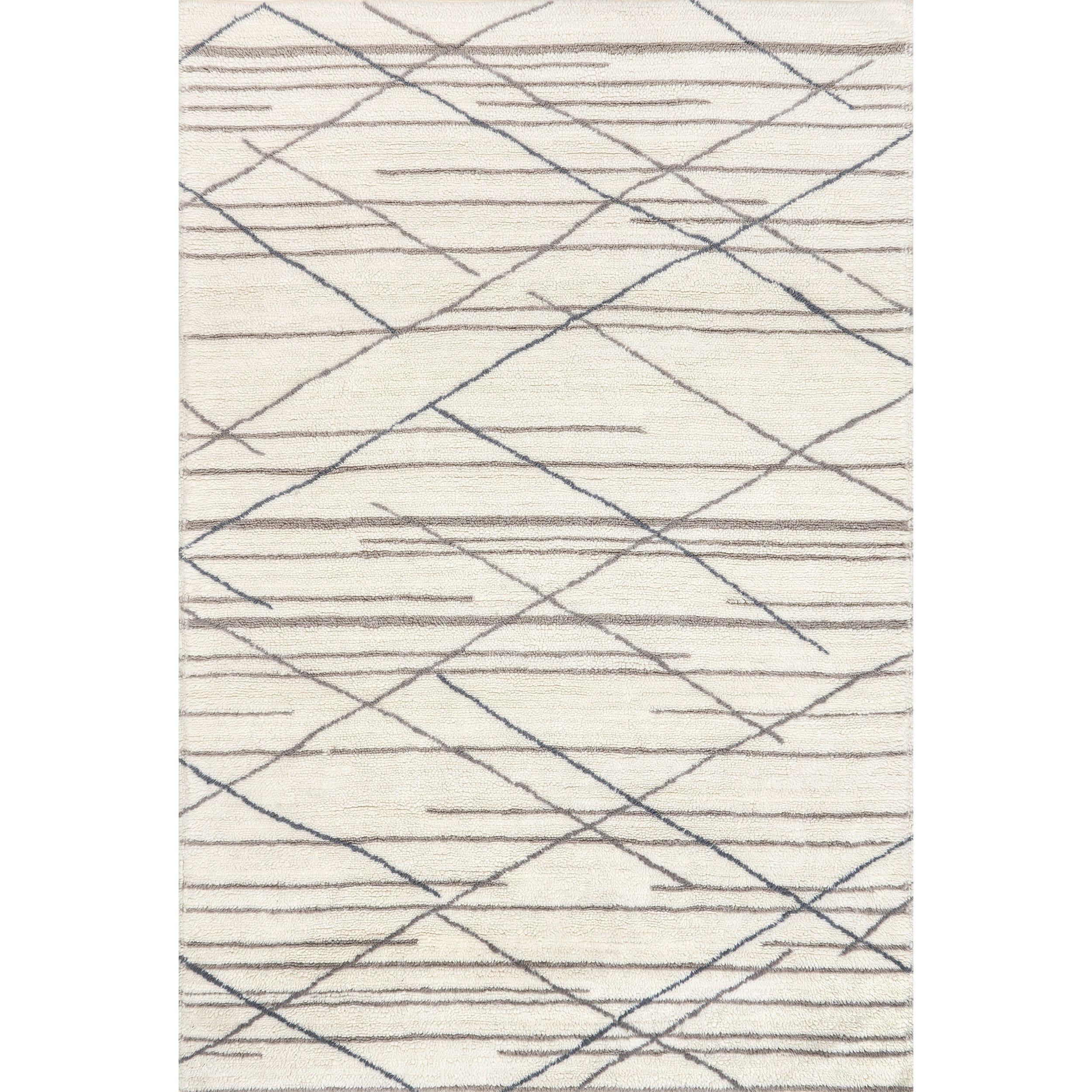 Arvin Olano x Rugs USA - Pick-Up-Sticks Machine Washable Wool Indoor Area Rug Ivory 5' x 8'