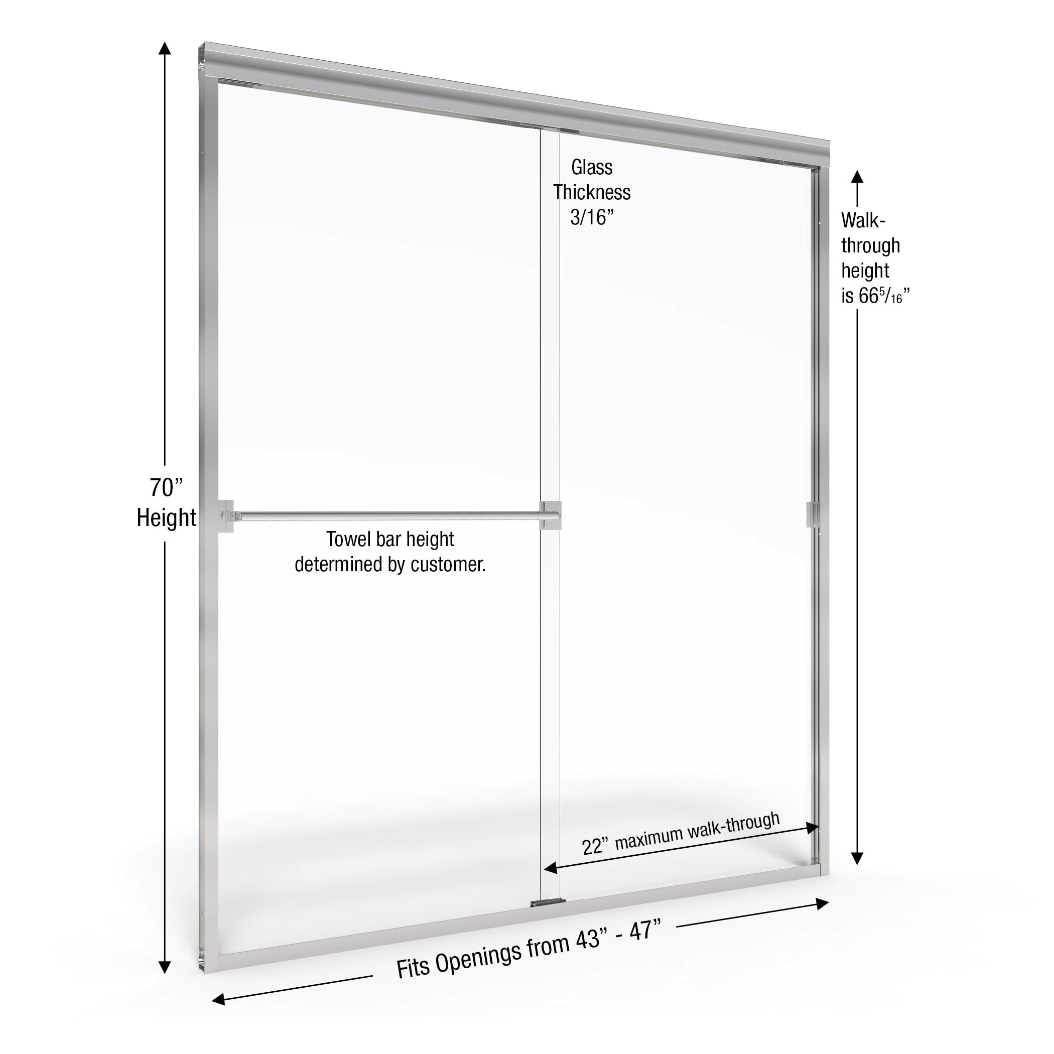 Classic 47" Brushed Nickel Semi-Frameless Sliding Shower Door with Frosted Glass