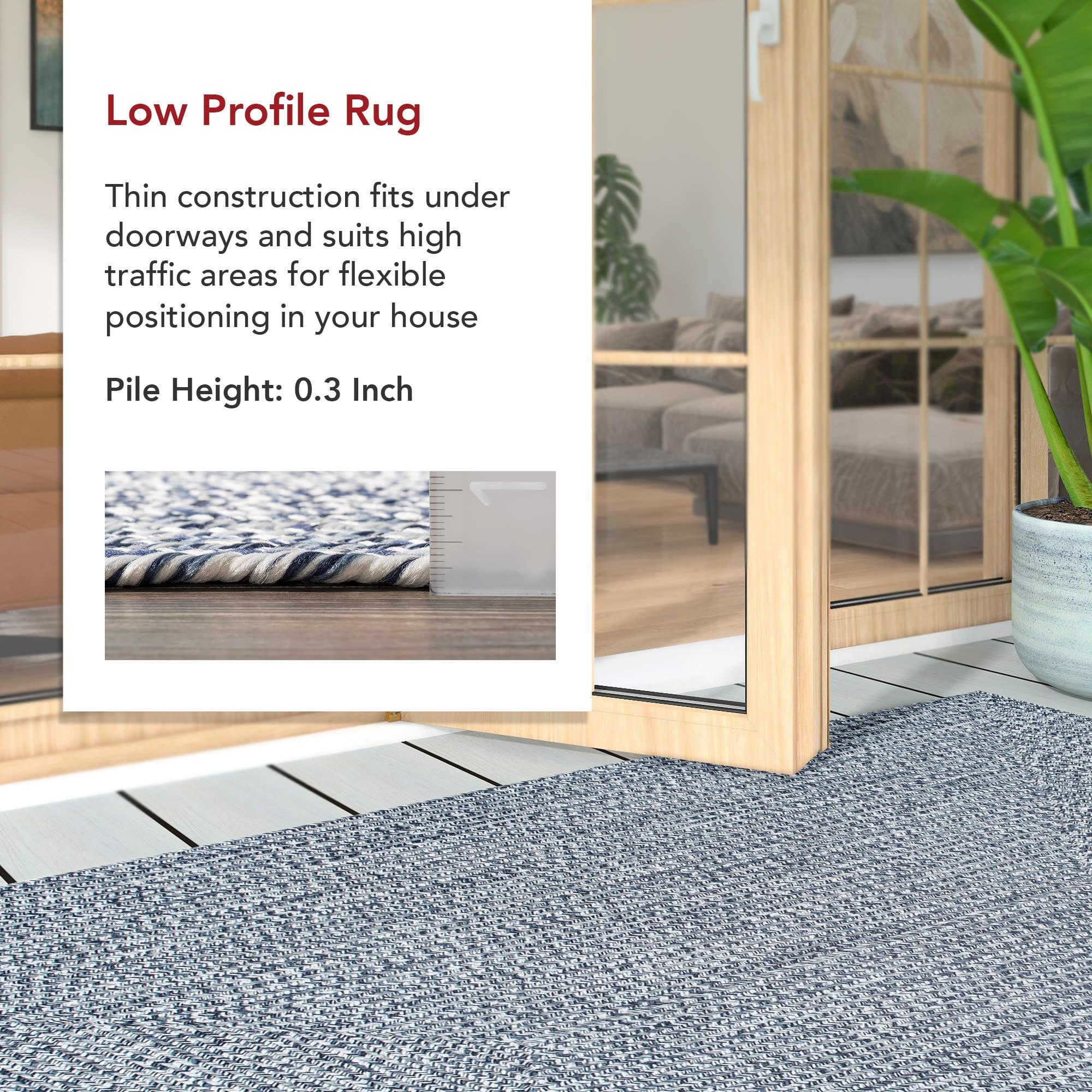 Braided Lefebvre Light Blue 6' x 9' Reversible Synthetic Rug