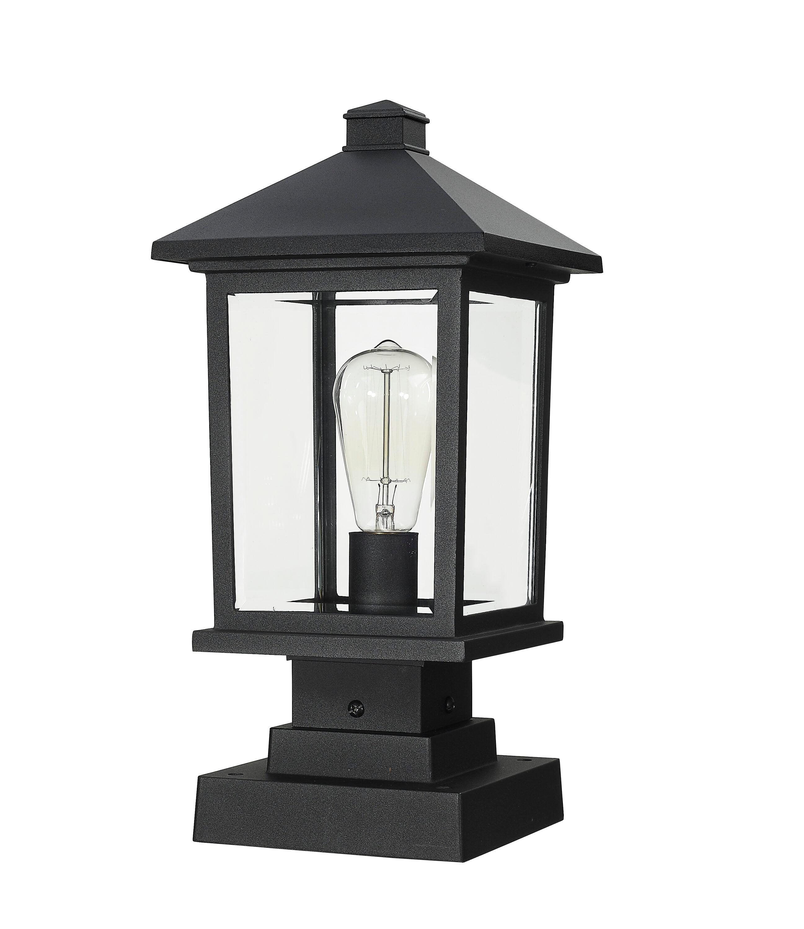 Z-Lite 531Phms-Sqpm Portland 16.875" Tall 1 Light Outdoor Lantern Pier Mount Light - Black