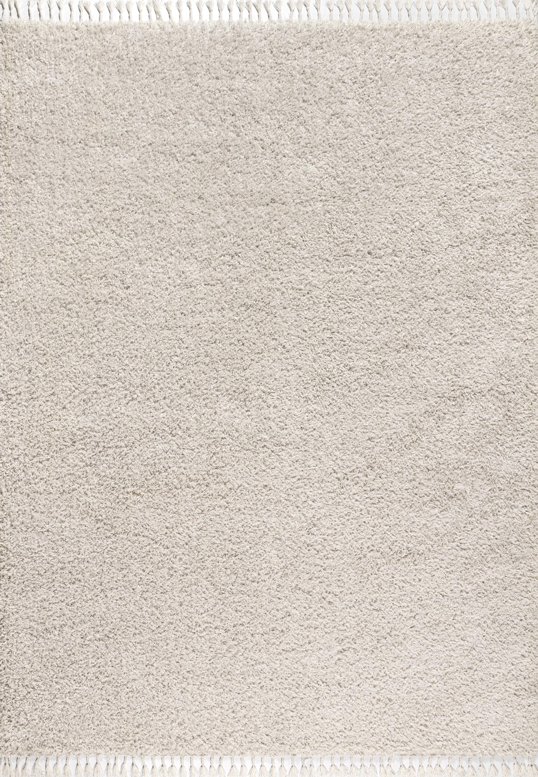 3'x5' Mercer Shag Plush Tassel Area Rug, Cream - JONATHAN Y