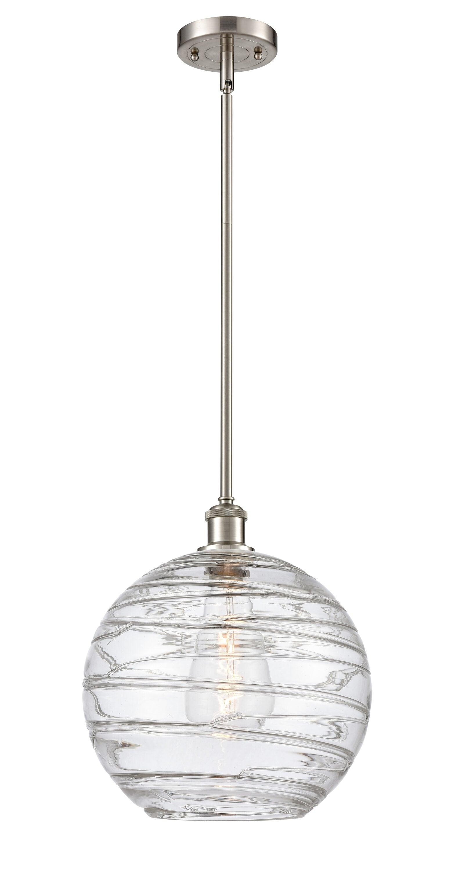 Athens Clear Glass Mini Pendant Light with Brushed Satin Nickel Finish