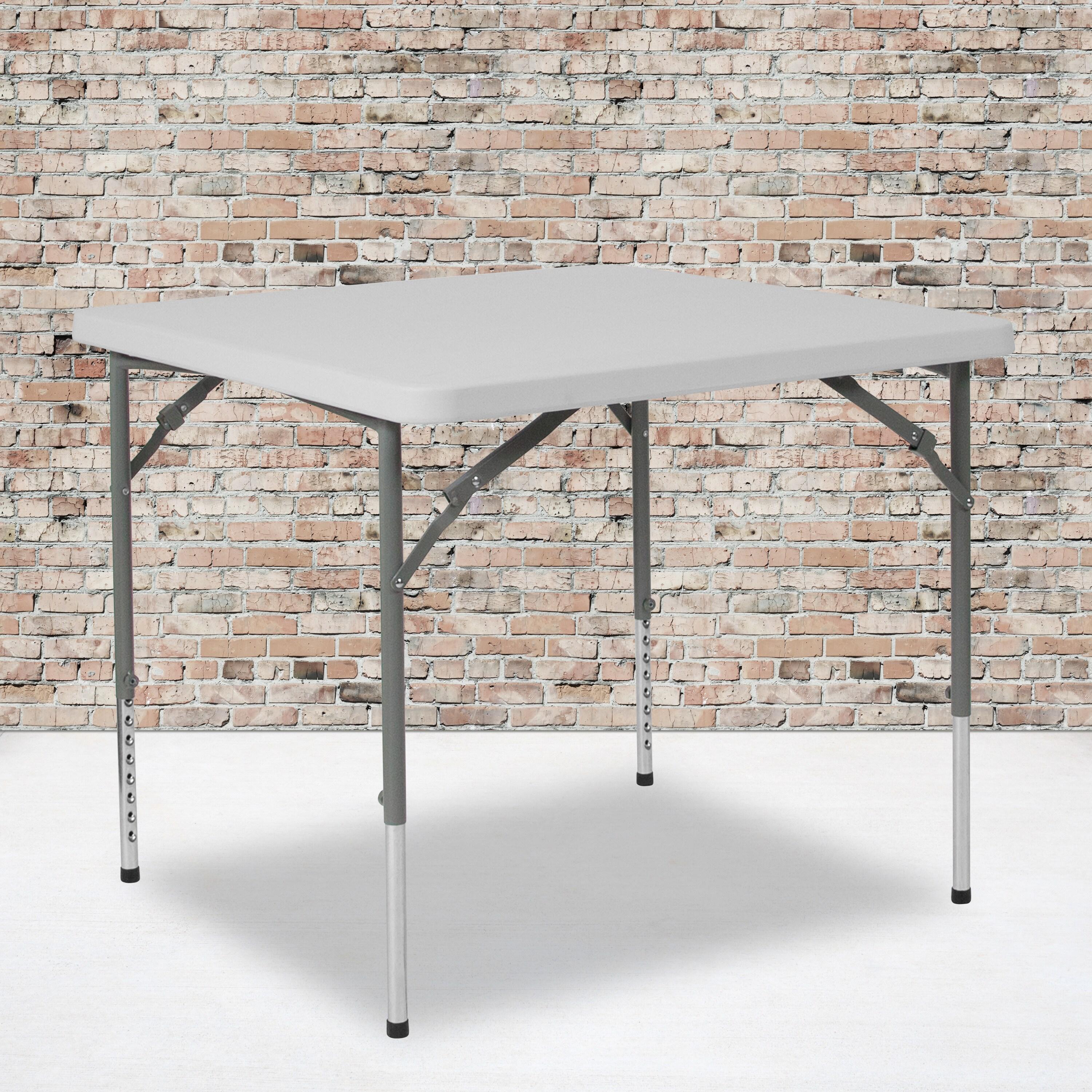 Parker 2.79-Foot Square Height Adjustable Plastic Folding Table