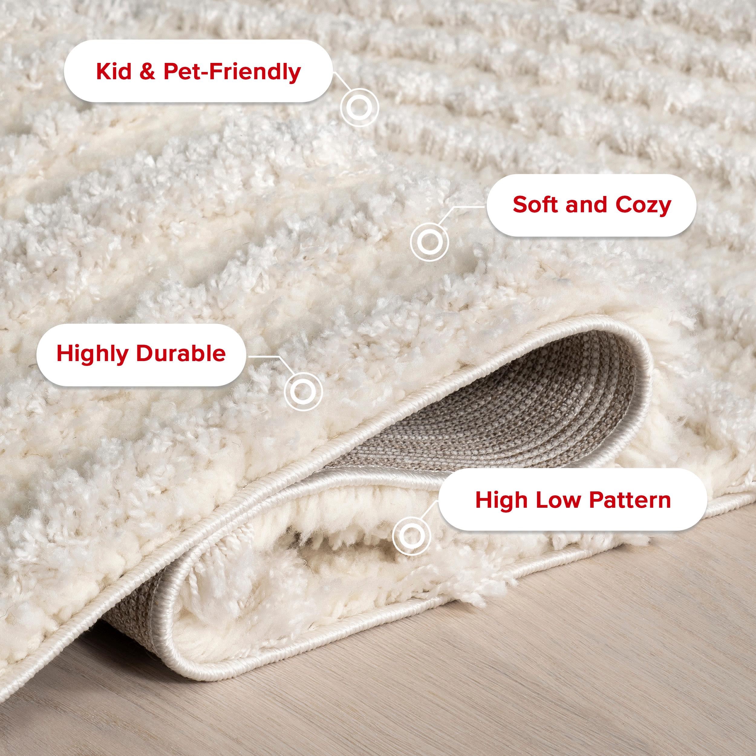 Nuloom Gloria Abstract 8x10 Shag Indoor Area Rug for Living Room Bedroom Dining Room Nursery Kitchen, Beige