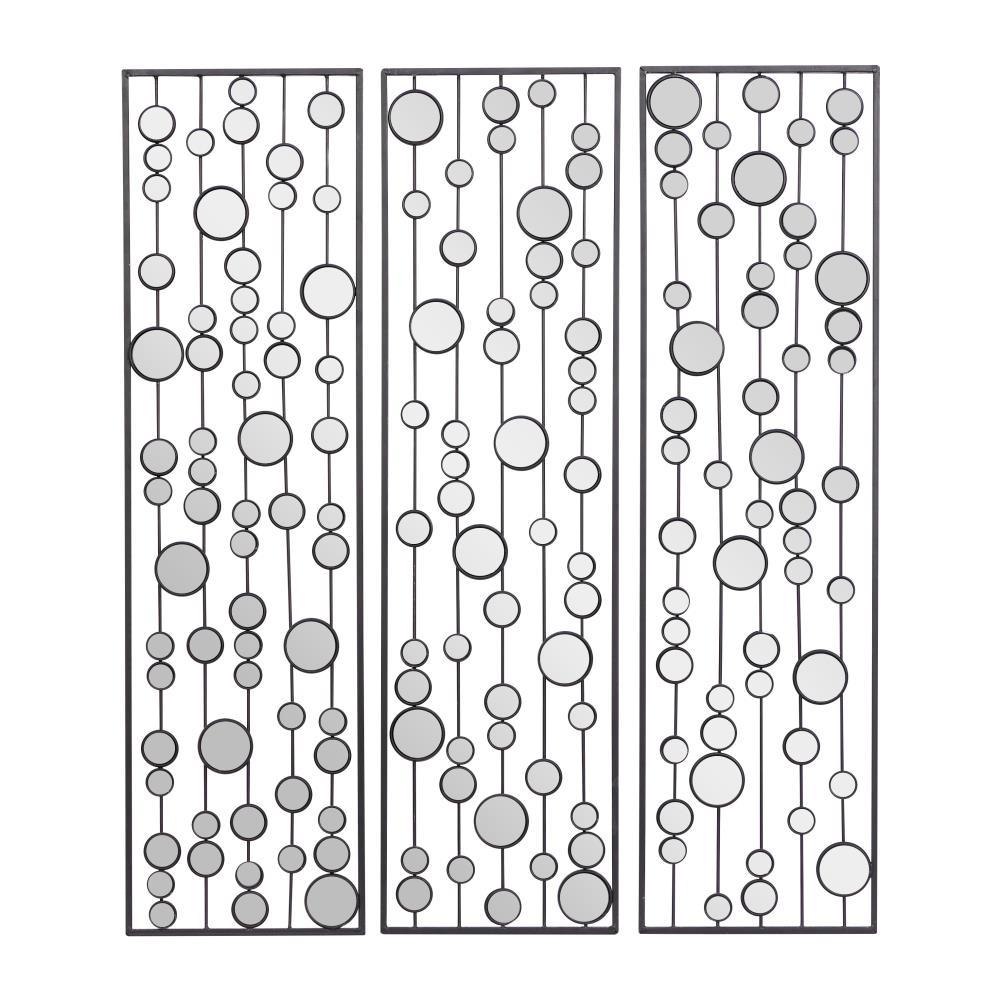 Mercer41 Metal Geometric Black Wall Decor with Round Mirror Accents Set