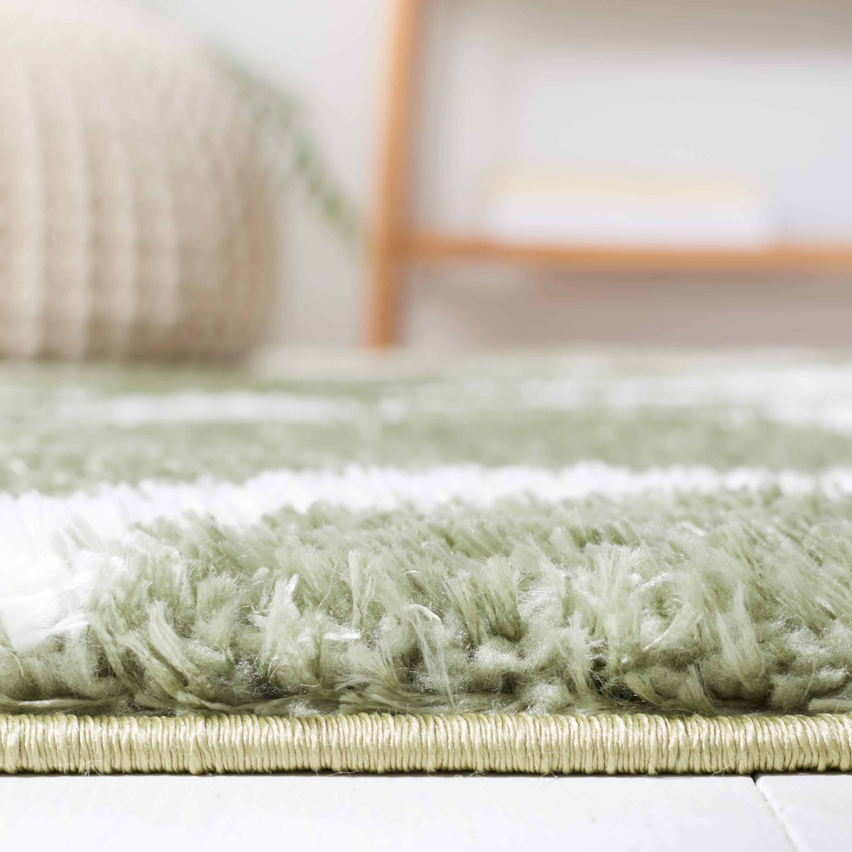 Tahoe Shag THO677 Power Loomed Indoor Runner Rug - Sage/White - 2'x9' - Safavieh