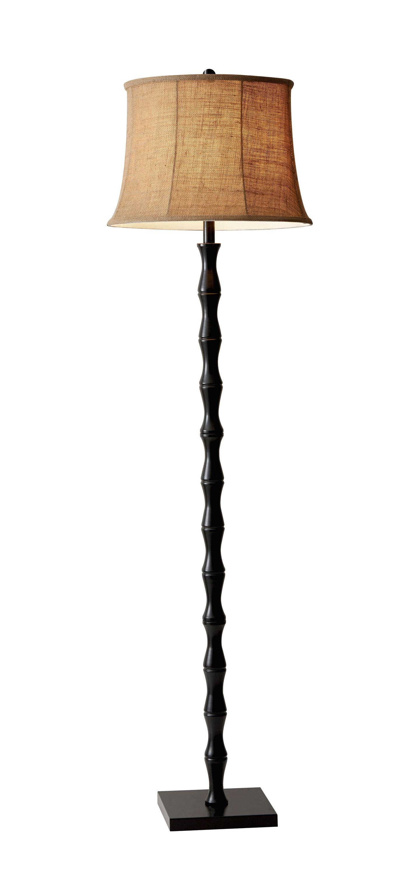 62" 3-way Stratton Floor Lamp Black - Adesso: Burlap Shade, Metal Body, UL Listed, Modern Decor