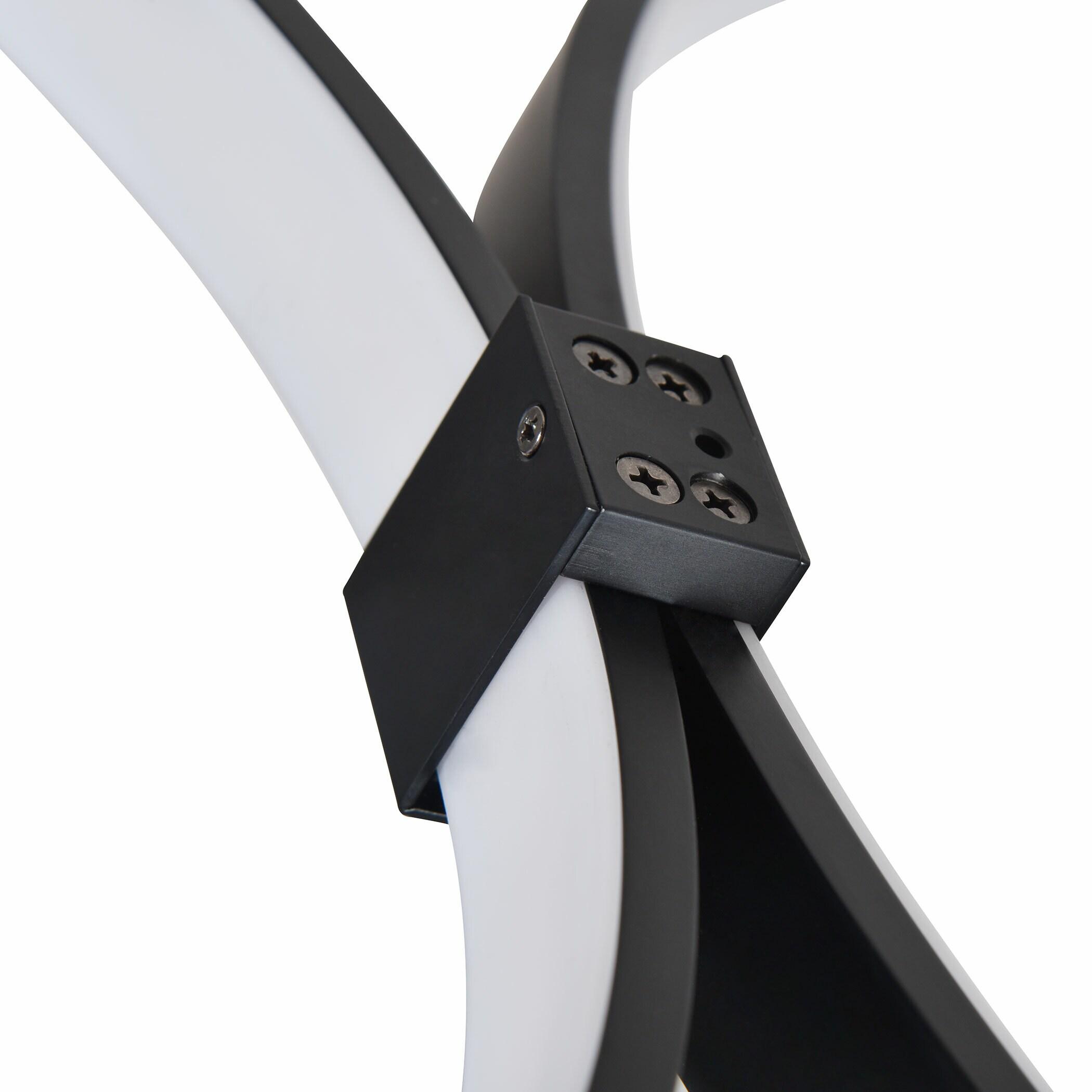 Capella 50-Inch Black Modern LED Multi-Ring Adjustable Chandelier