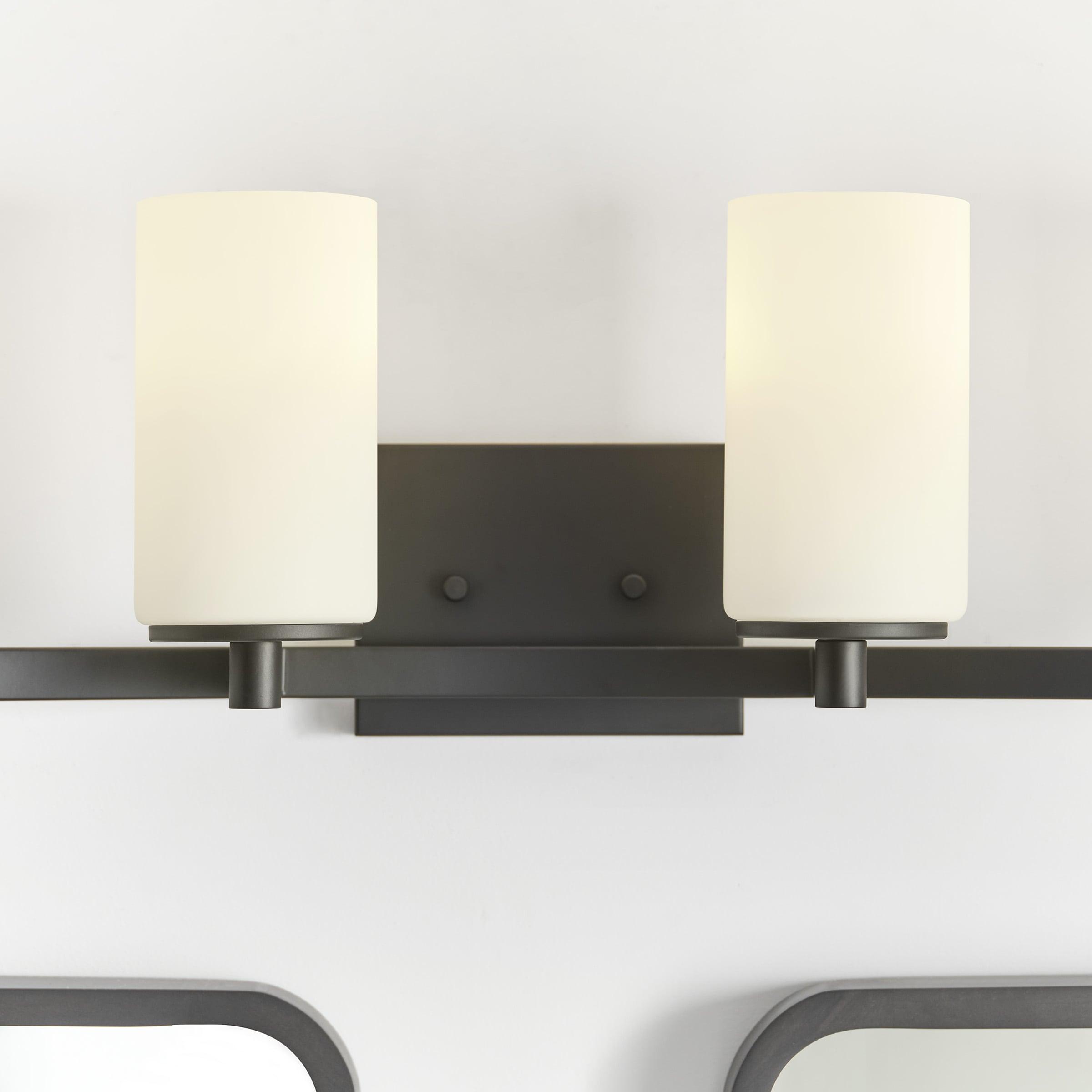 Midnight Black 29" Vanity Light with Etched Glass Shades