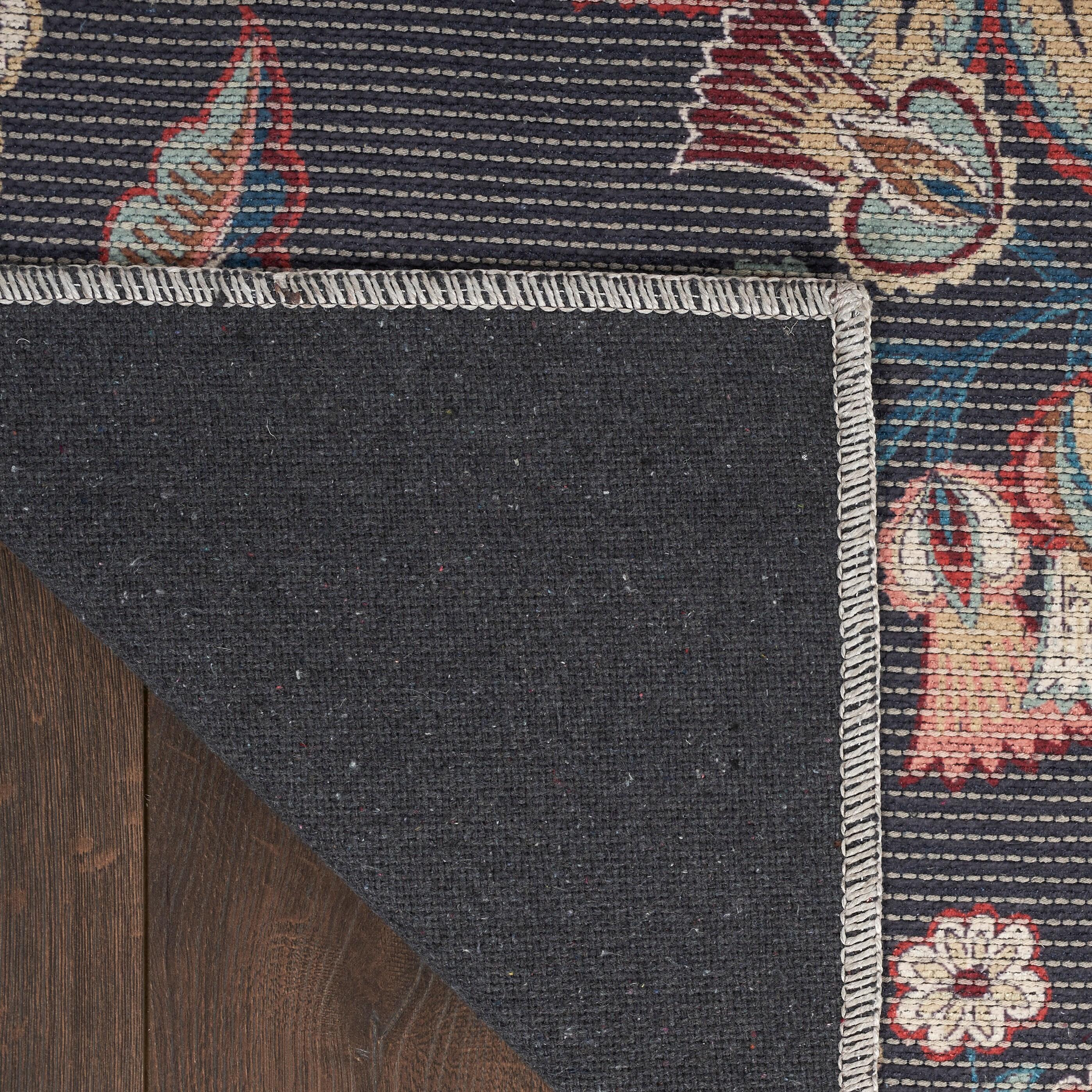 Waverly Washables Collection 7'10" x 9'10" Charcoal Botanical Indoor Rug